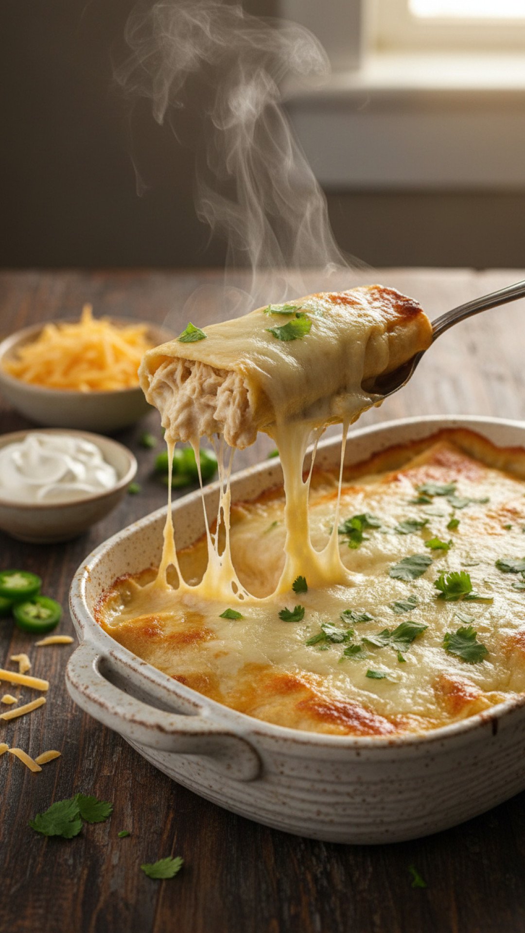 Creamy White Chicken Enchiladas Preparation