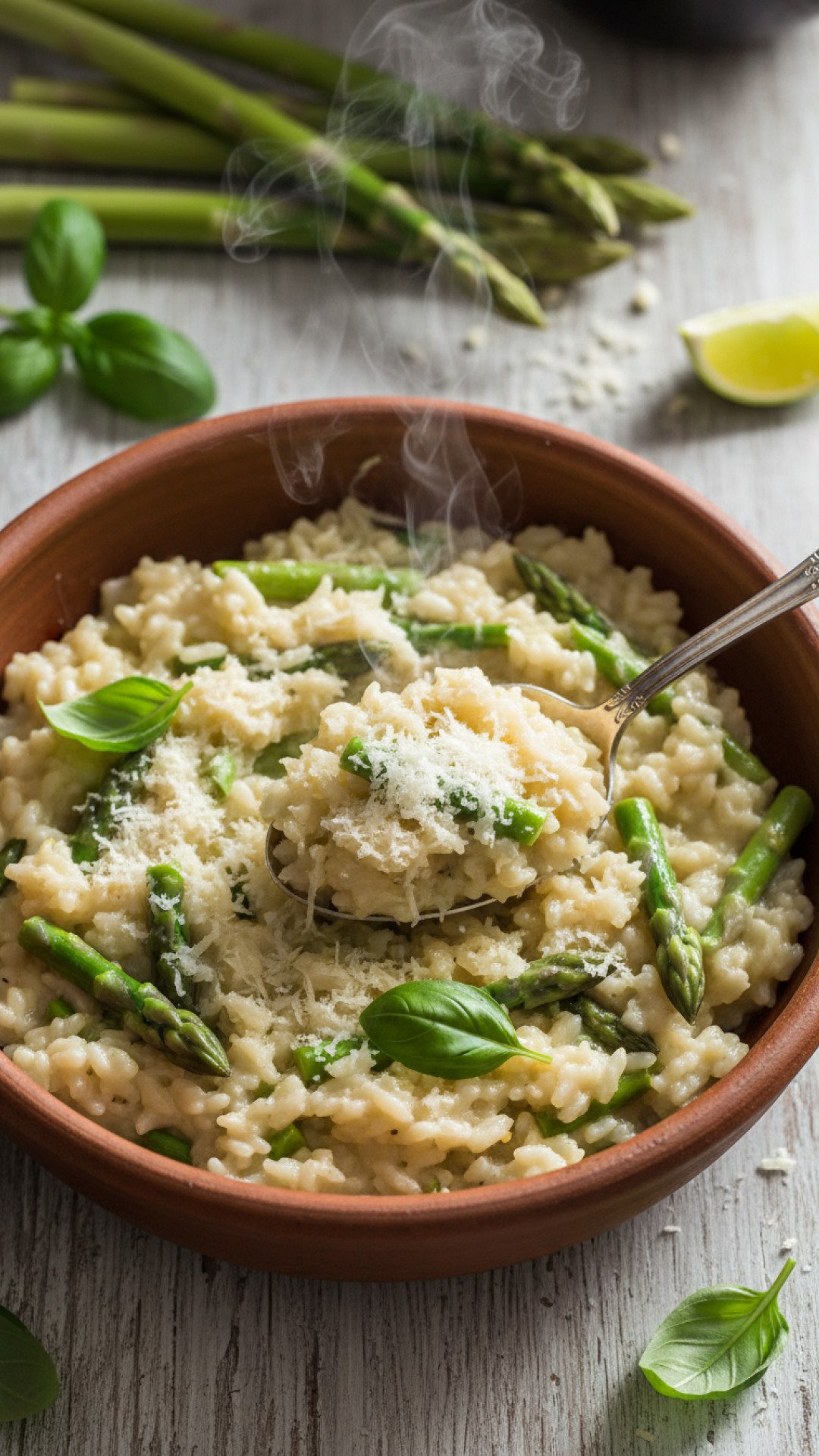 Lemongrass Risotto with Asparagus and Basil Preparation