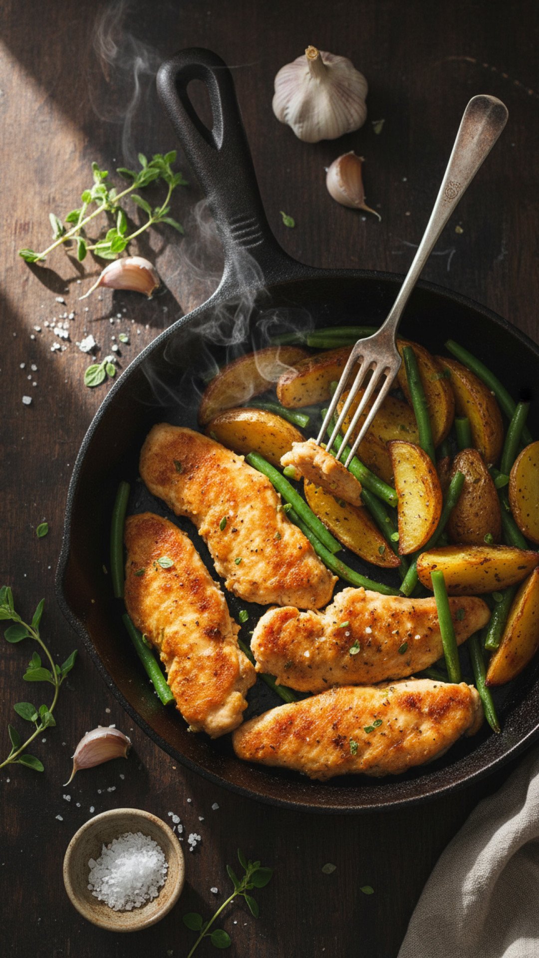 One-Pan Roasted Chicken Potatoes and Green Beans Preparation