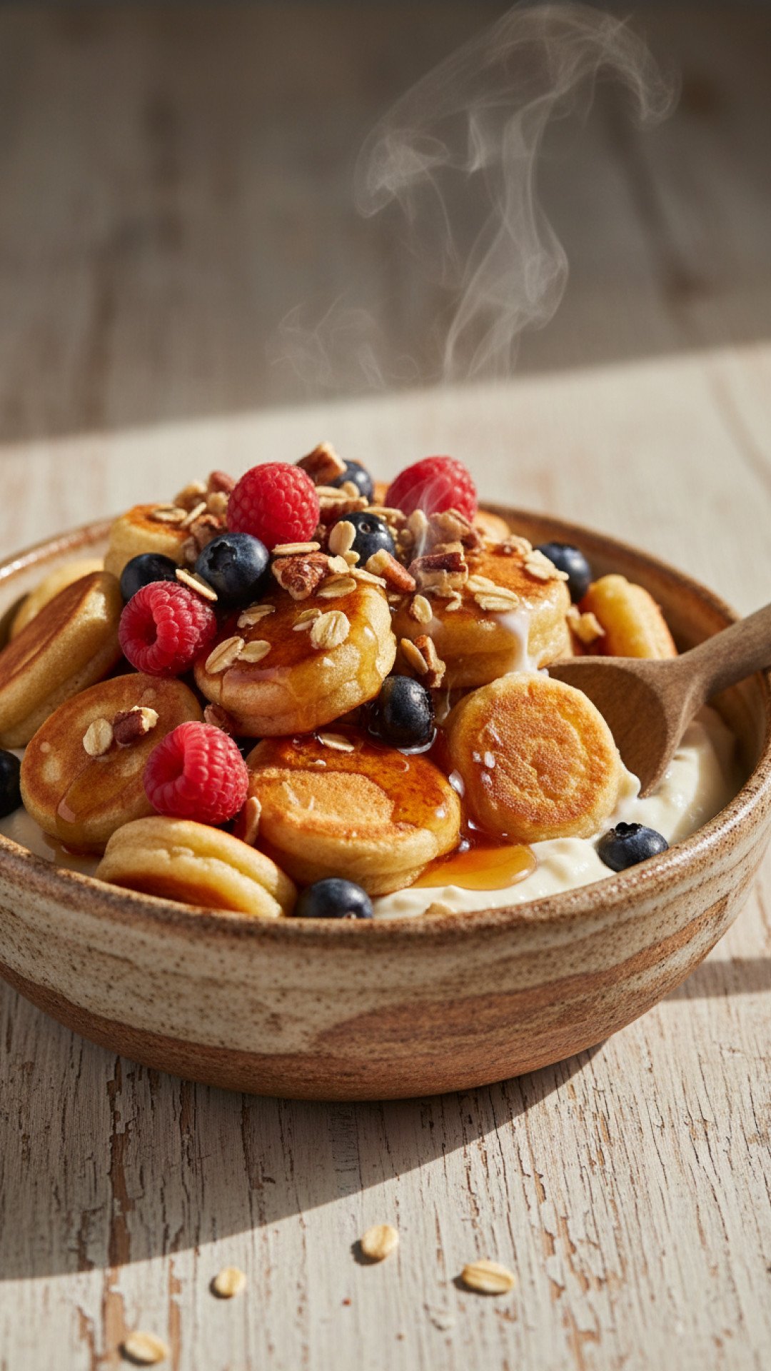 Quick Morning Protein Pancake Bowl Preparation