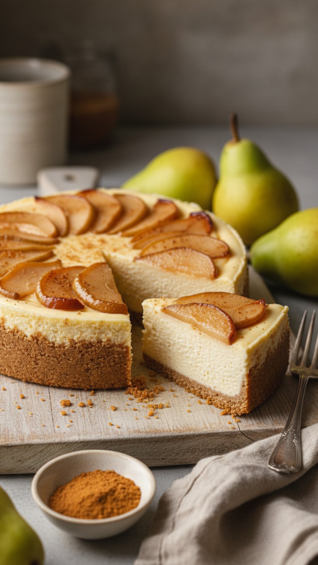 Spiced Ginger Pear Cheesecake Preparation