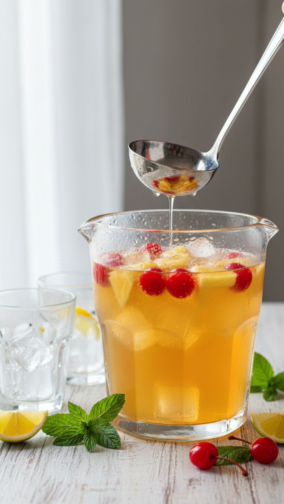 Tropical Sunshine Lemonade Mocktail Punch Preparation