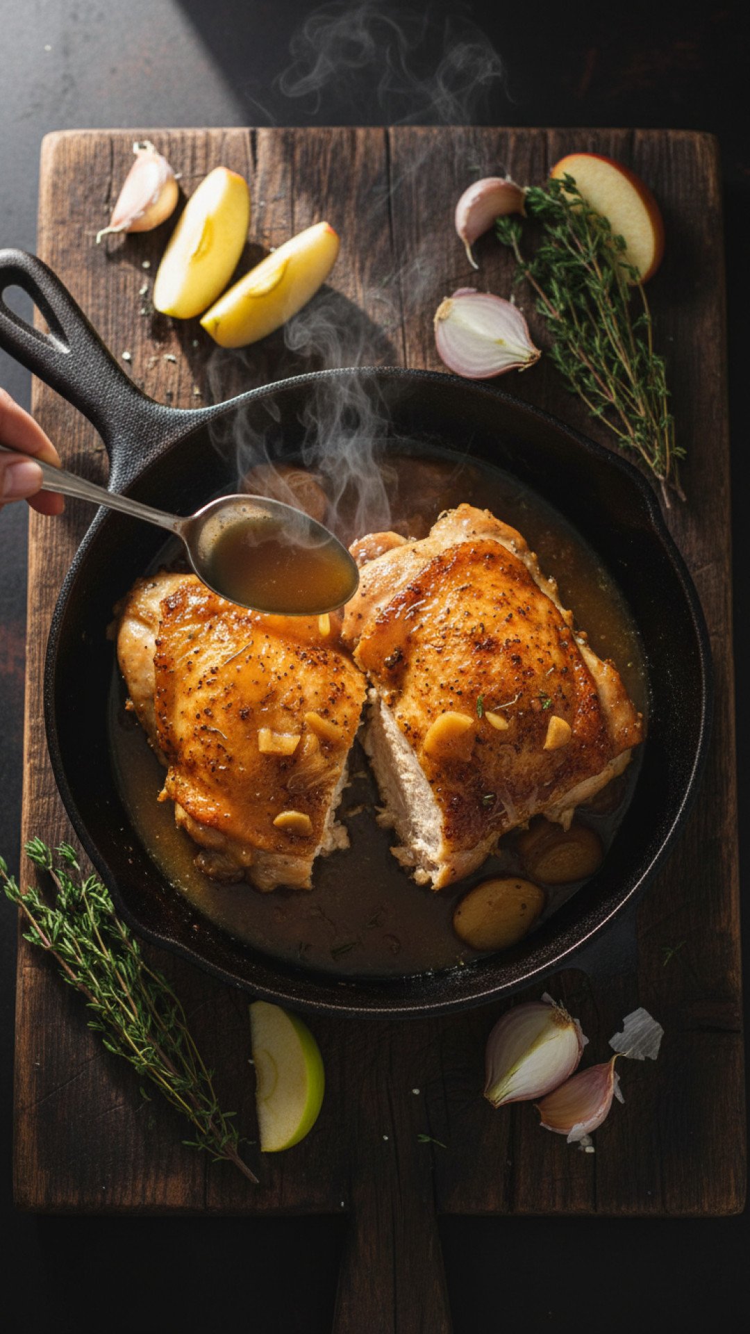 Apple Cider Braised Chicken Thighs Preparation