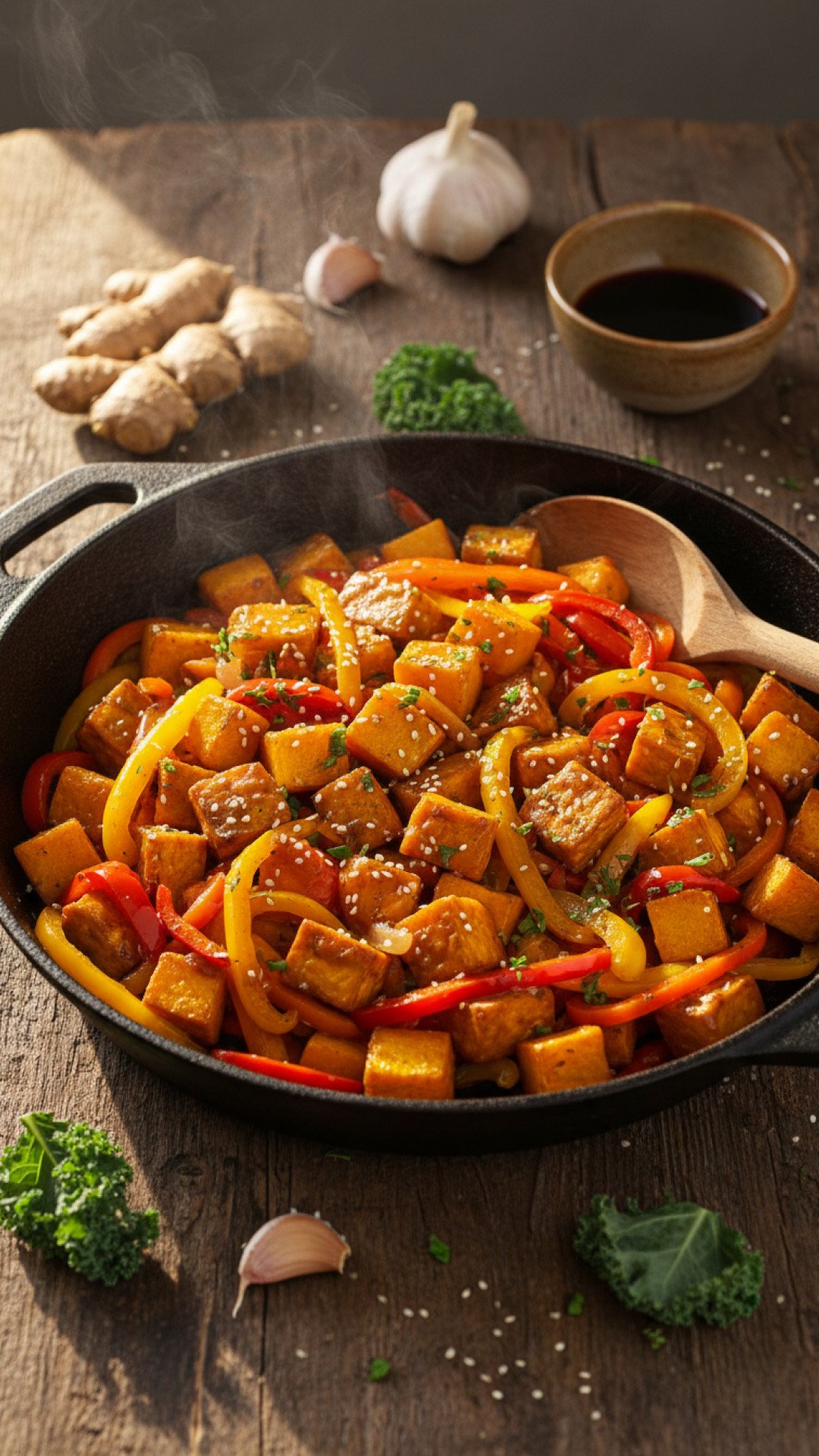 Autumn Vegetable Stir Fry with Ginger and Garlic Preparation