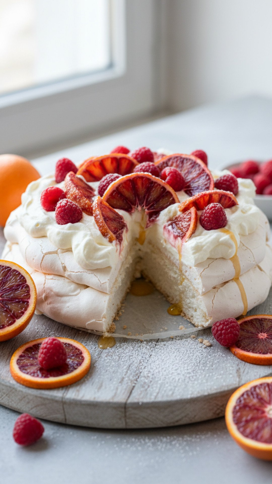 Blood Orange Pavlova Preparation