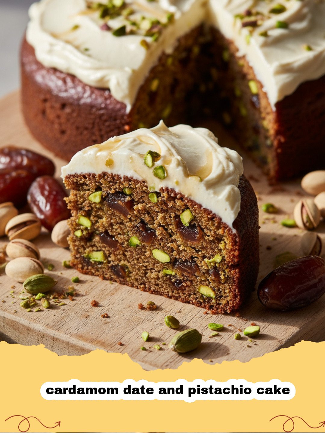 The Most Irresistible Cardamom Date and Pistachio Cake