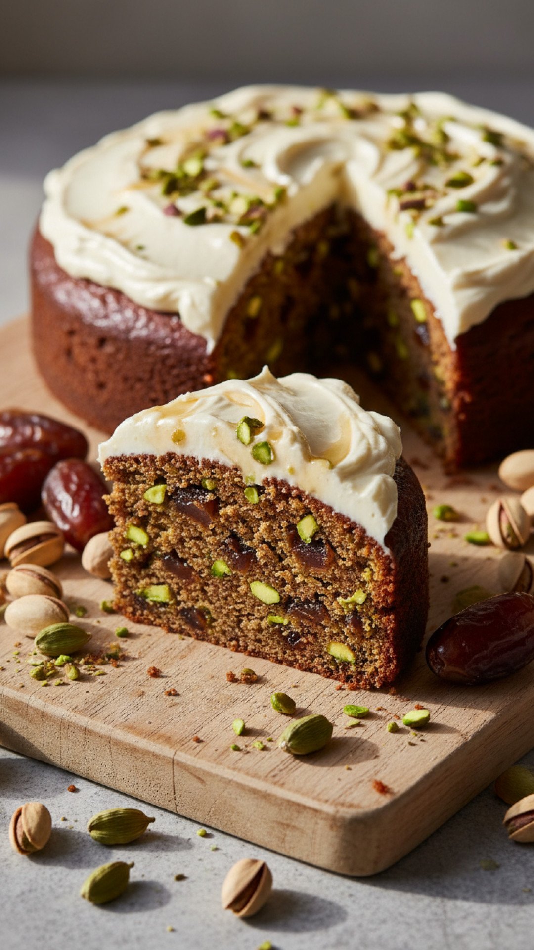 Cardamom Date and Pistachio Cake Preparation