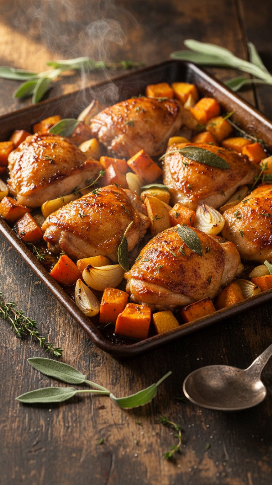 Chicken Apple and Sweet Potato Sheet Pan Dinner Preparation