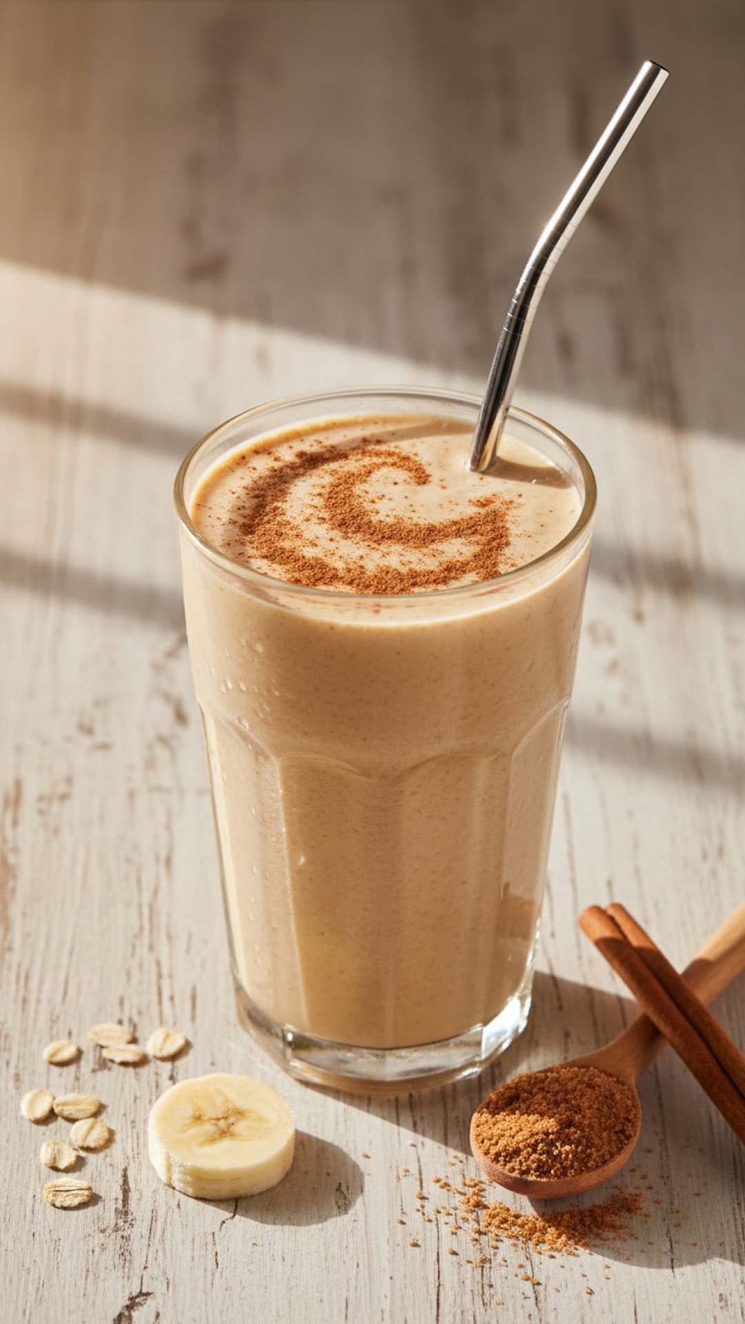 Cinnamon Roll Breakfast Smoothie Preparation