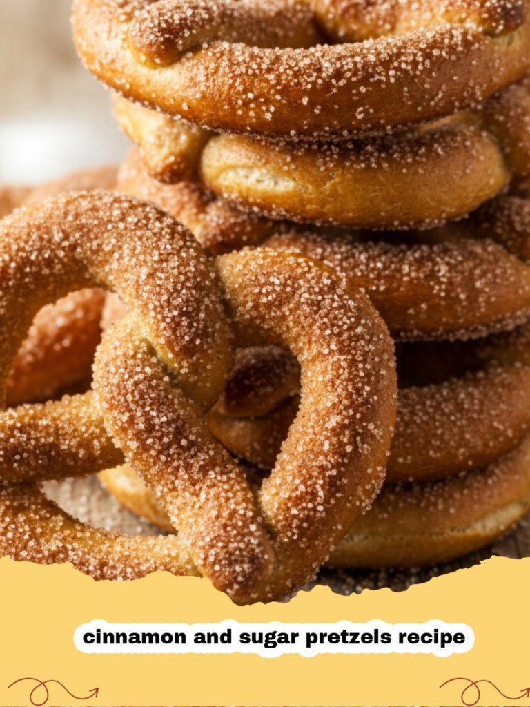cinnamon and sugar pretzels recipe - Golden brown soft pretzels coated in cinnamon and sugar on a cooling rack.