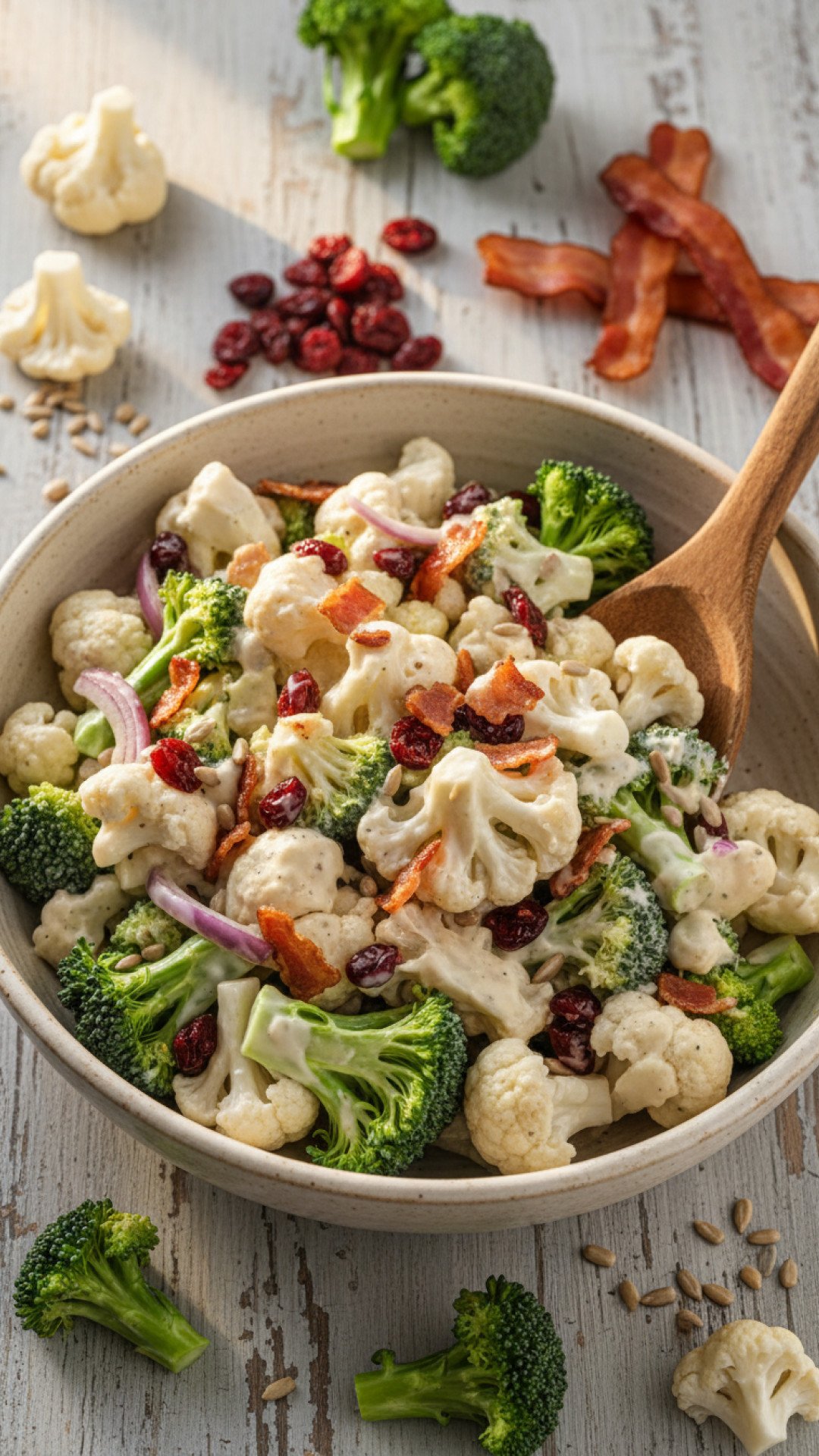 Classic Broccoli Cauliflower Salad Preparation