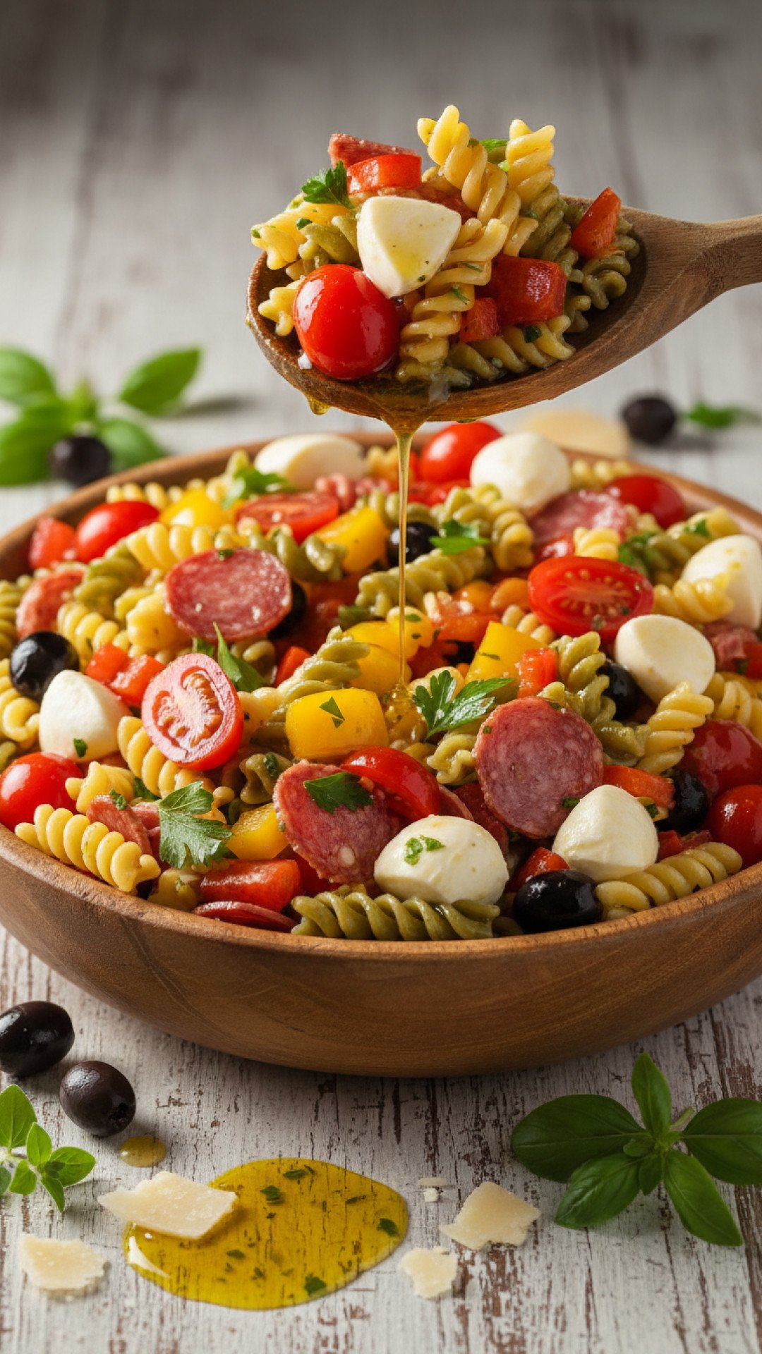 Classic Zesty Italian Pasta Salad Preparation