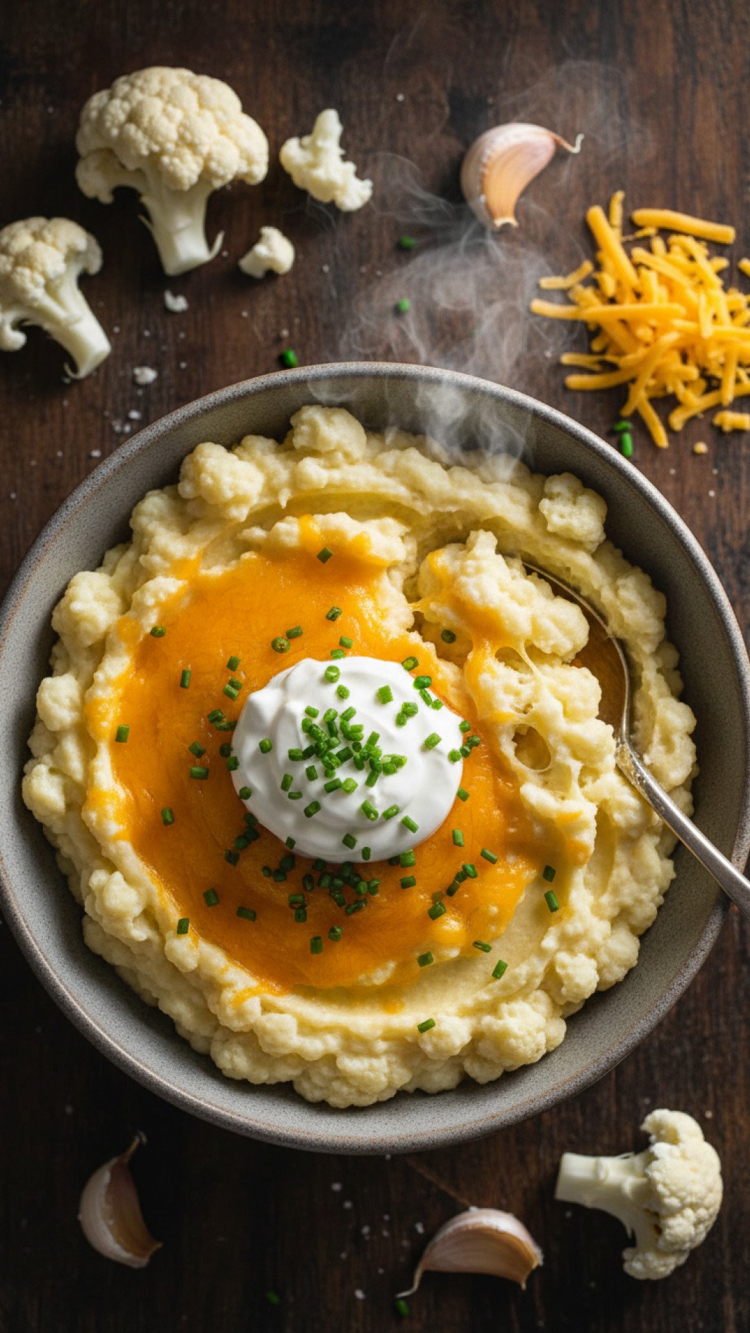 Creamy Mashed Cauliflower with Sour Cream Preparation