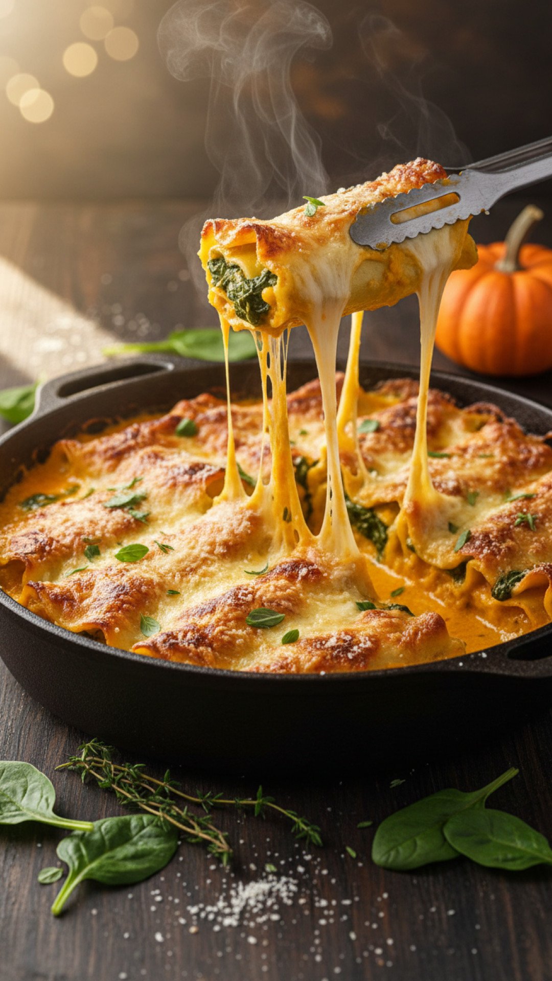 Creamy Pumpkin and Spinach Lasagna Roll Ups Preparation