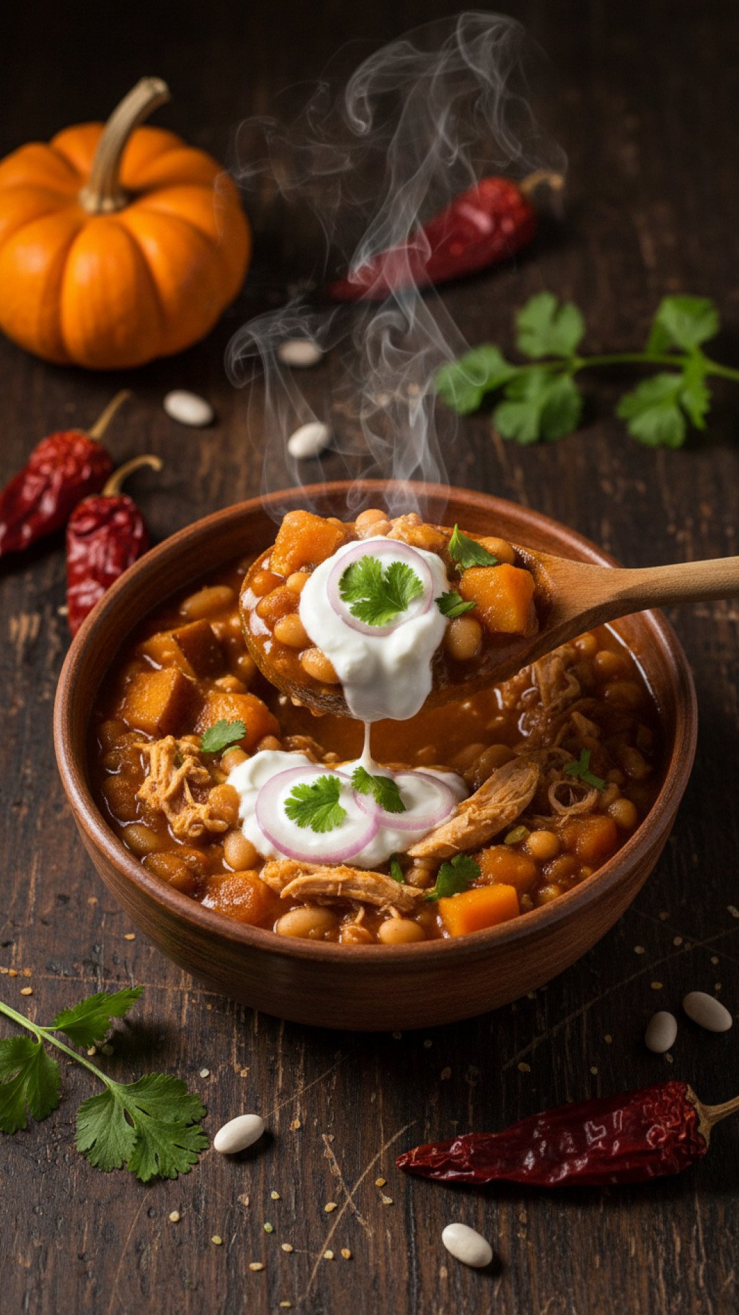 Creamy Pumpkin and White Bean Chili Preparation