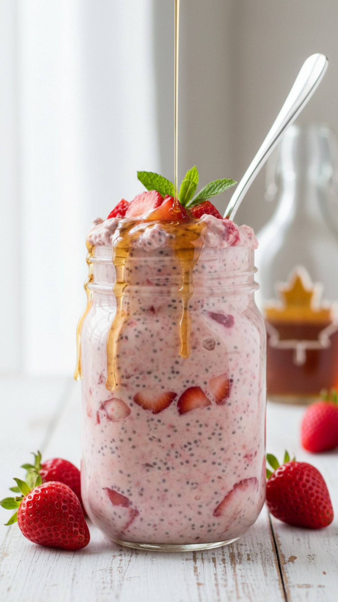 Creamy Strawberry Overnight Oats Preparation