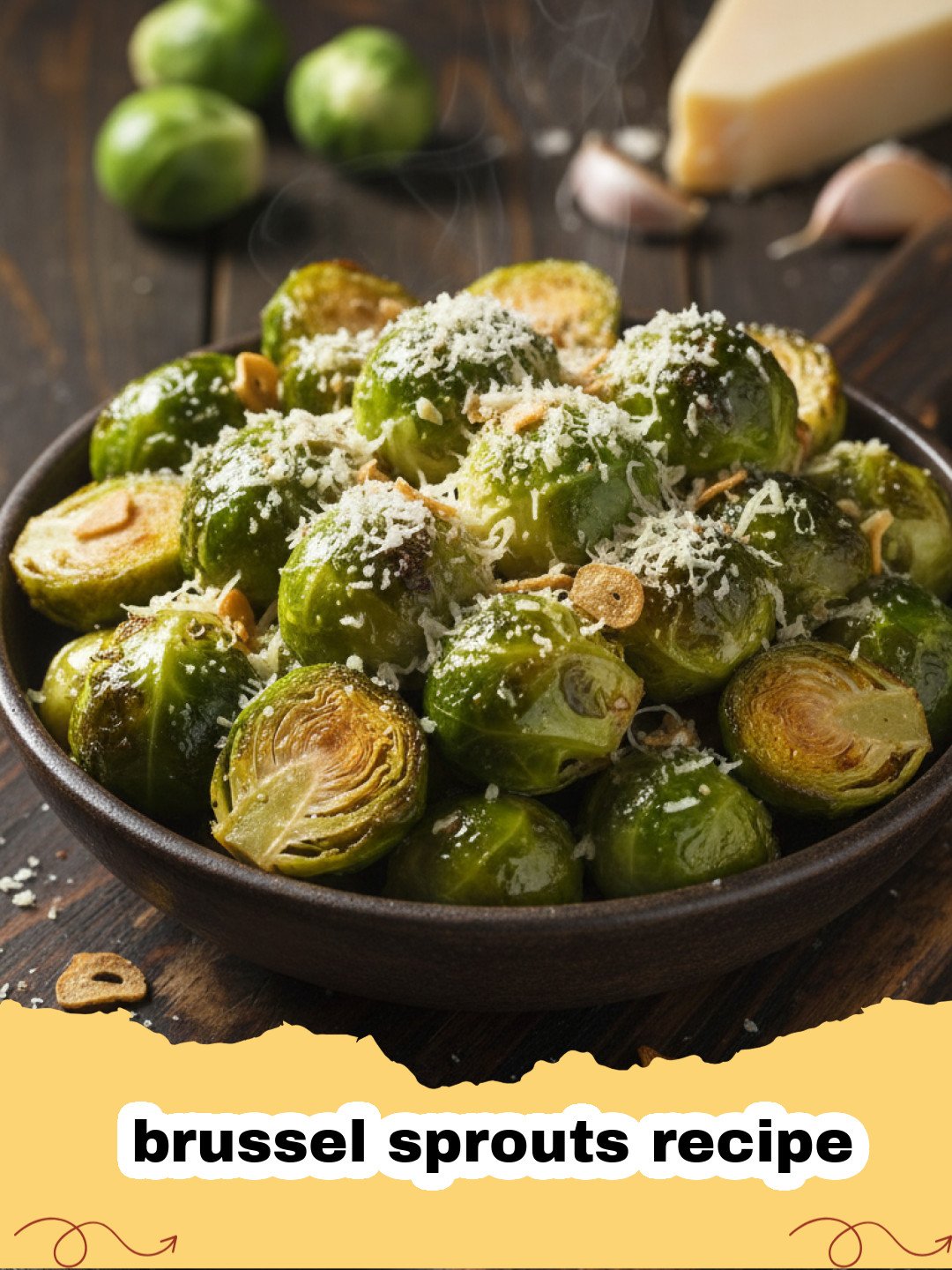 brussel sprouts recipe - A close-up shot of crispy roasted brussel sprouts on a baking sheet with balsamic glaze.