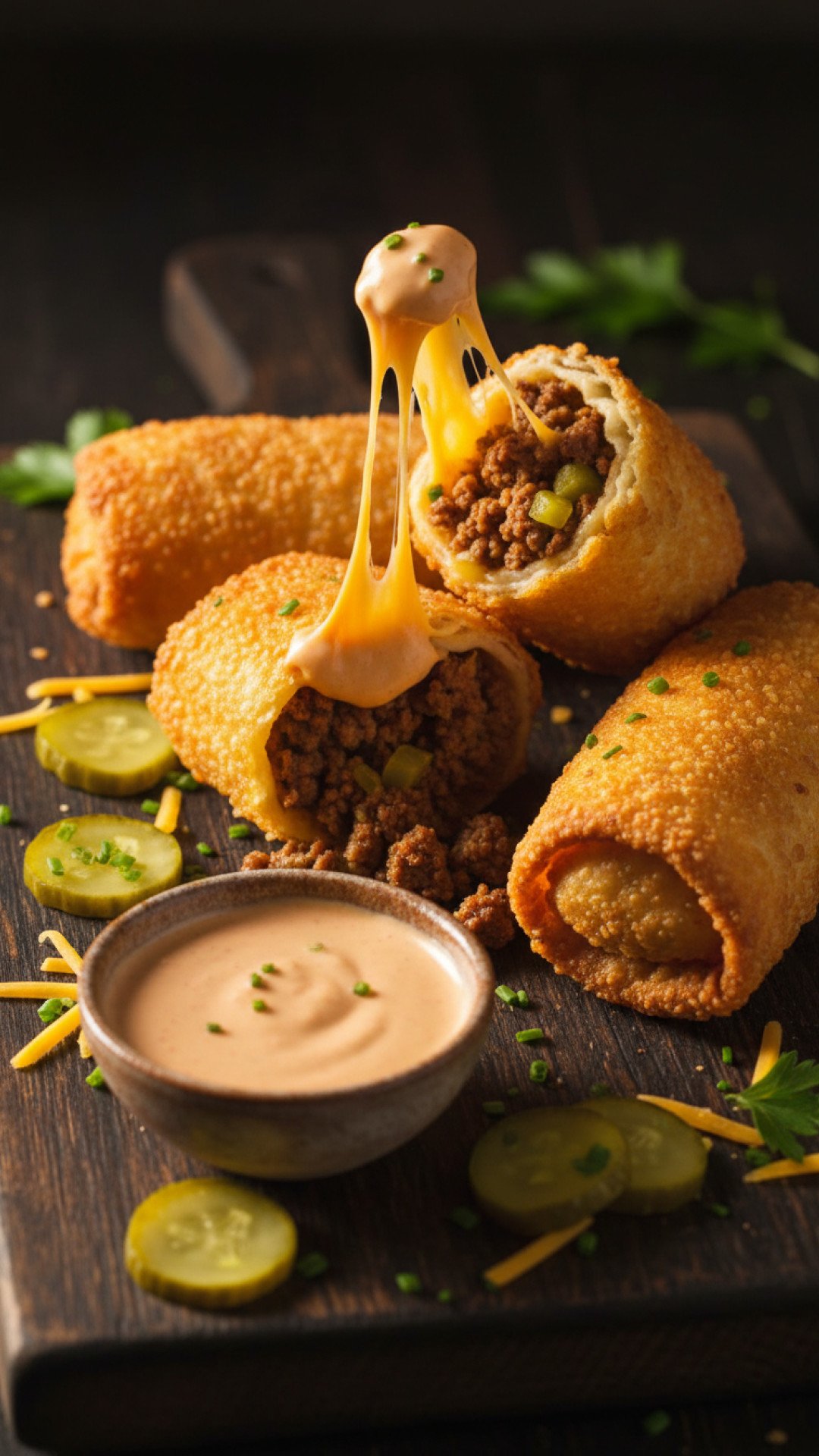 Crispy Cheeseburger Egg Rolls Preparation