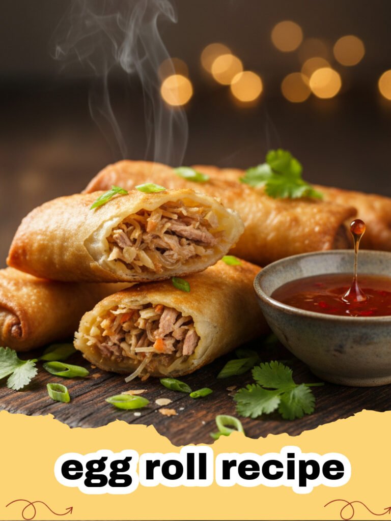 egg roll recipe - Close up of golden brown crispy egg rolls on a platter with dipping sauce