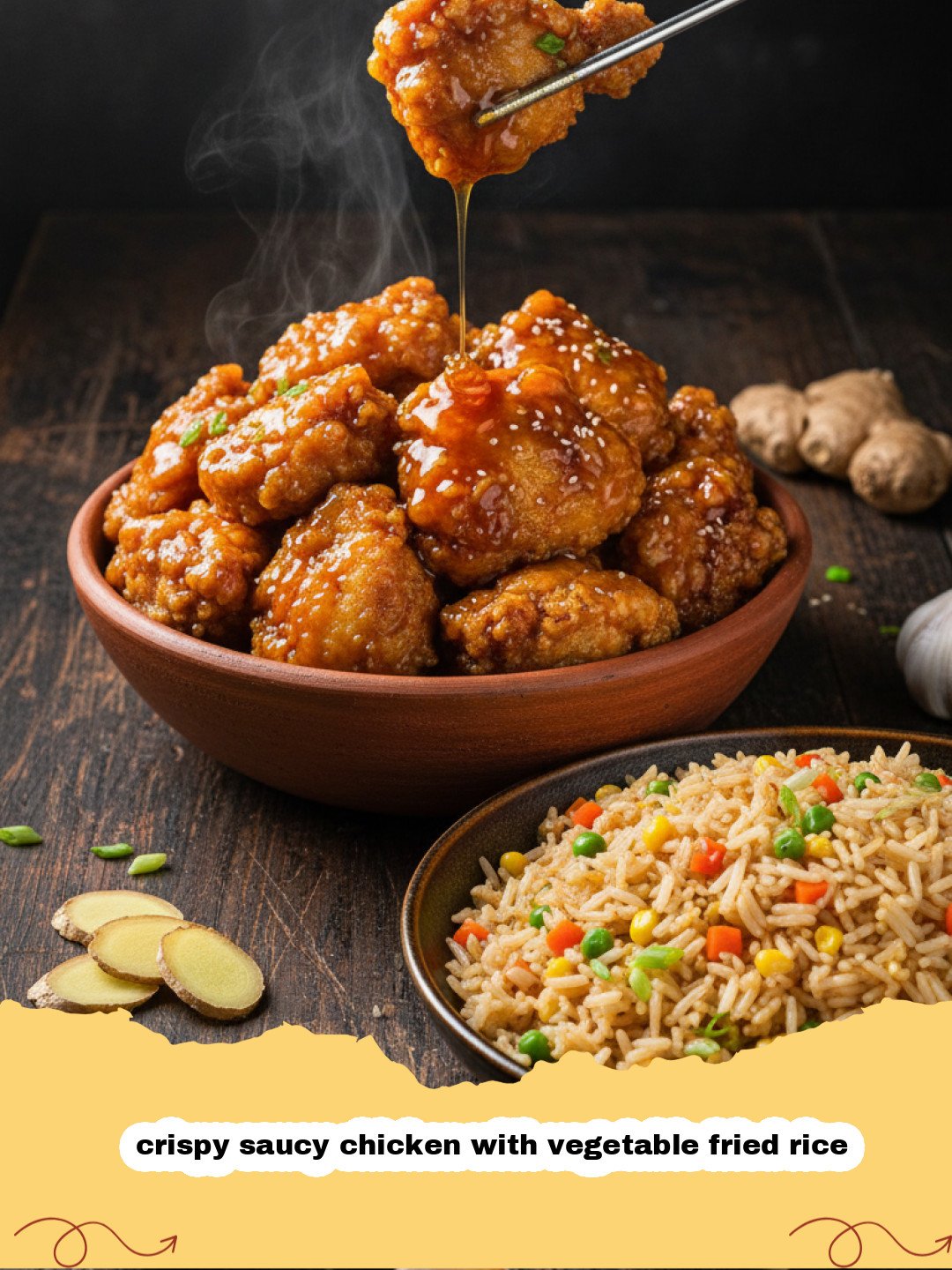 The Ultimate Crispy Saucy Chicken with Vegetable Fried Rice Recipe