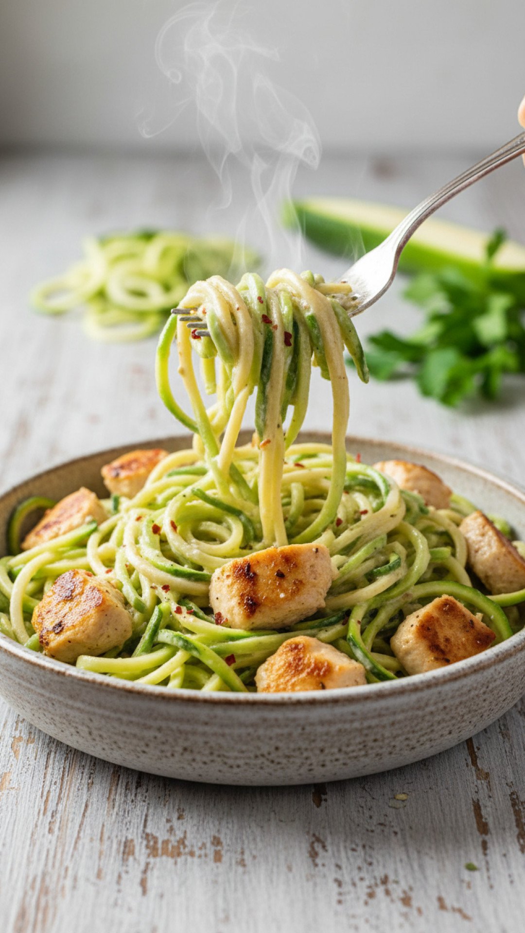 Easy Chicken Alfredo Zoodles Preparation