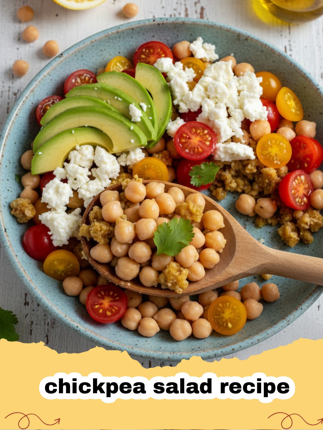 chickpea salad recipe - A colorful bowl of Mediterranean chickpea salad with fresh herbs and vegetables.