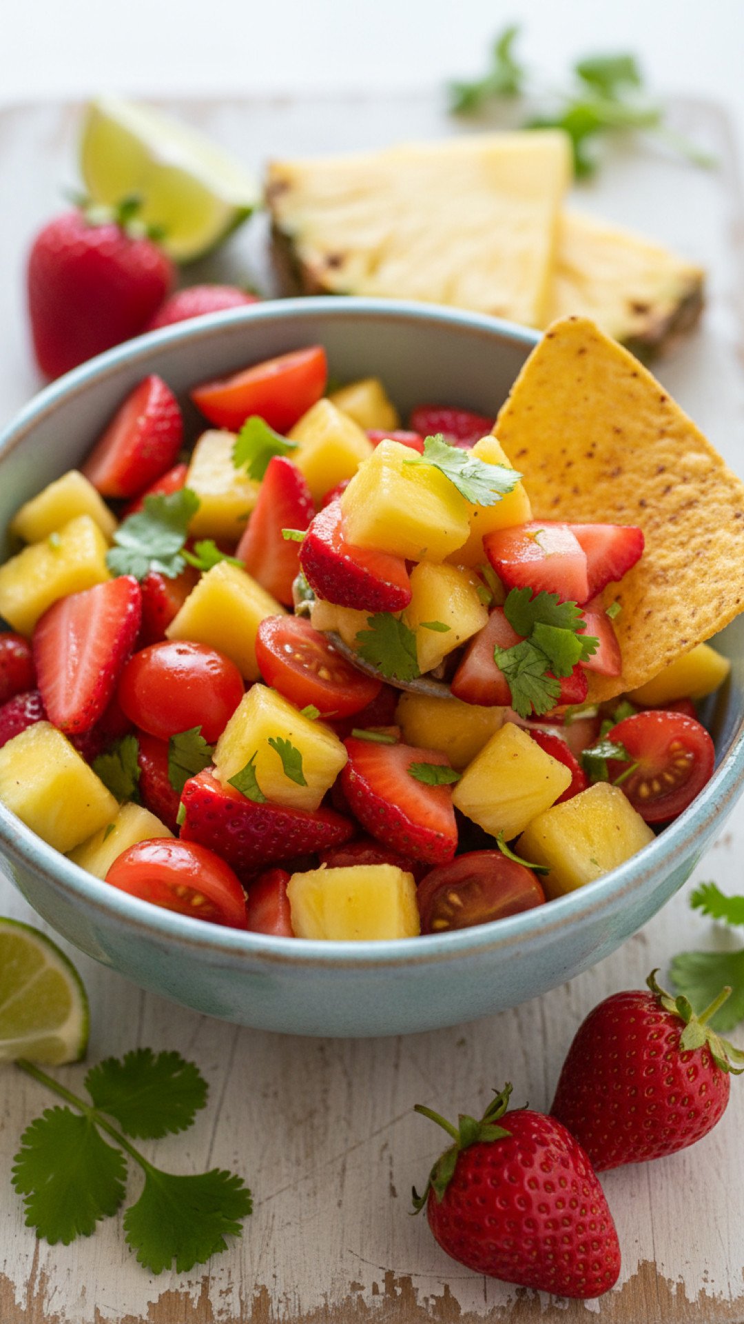 Fresh Strawberry Pineapple Salsa Preparation