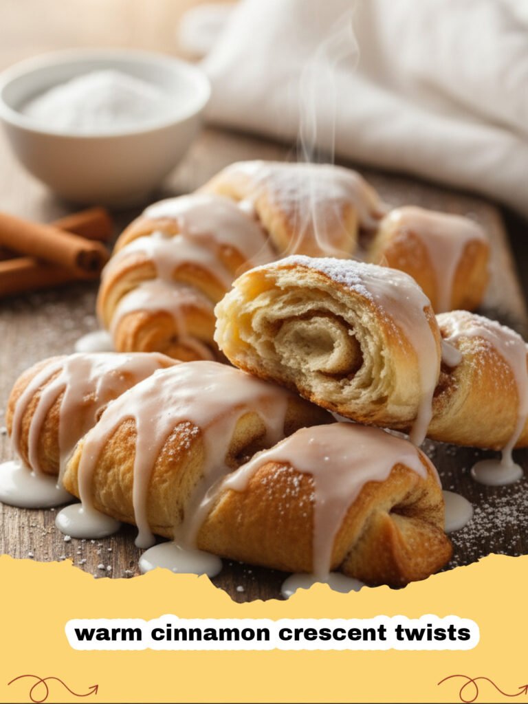 Golden brown warm cinnamon crescent twists on a baking sheet