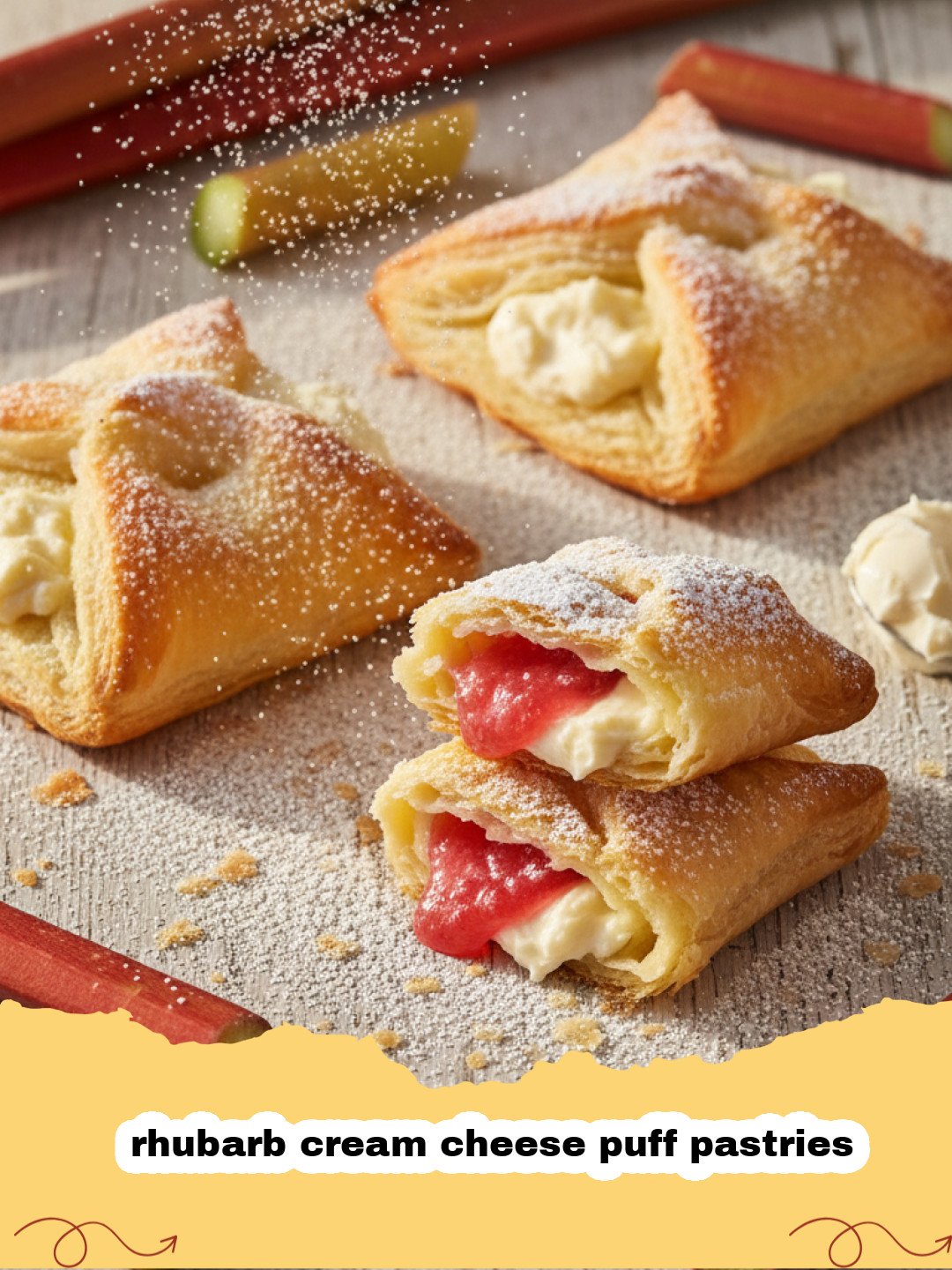 Easy and Elegant Rhubarb Cream Cheese Puff Pastries