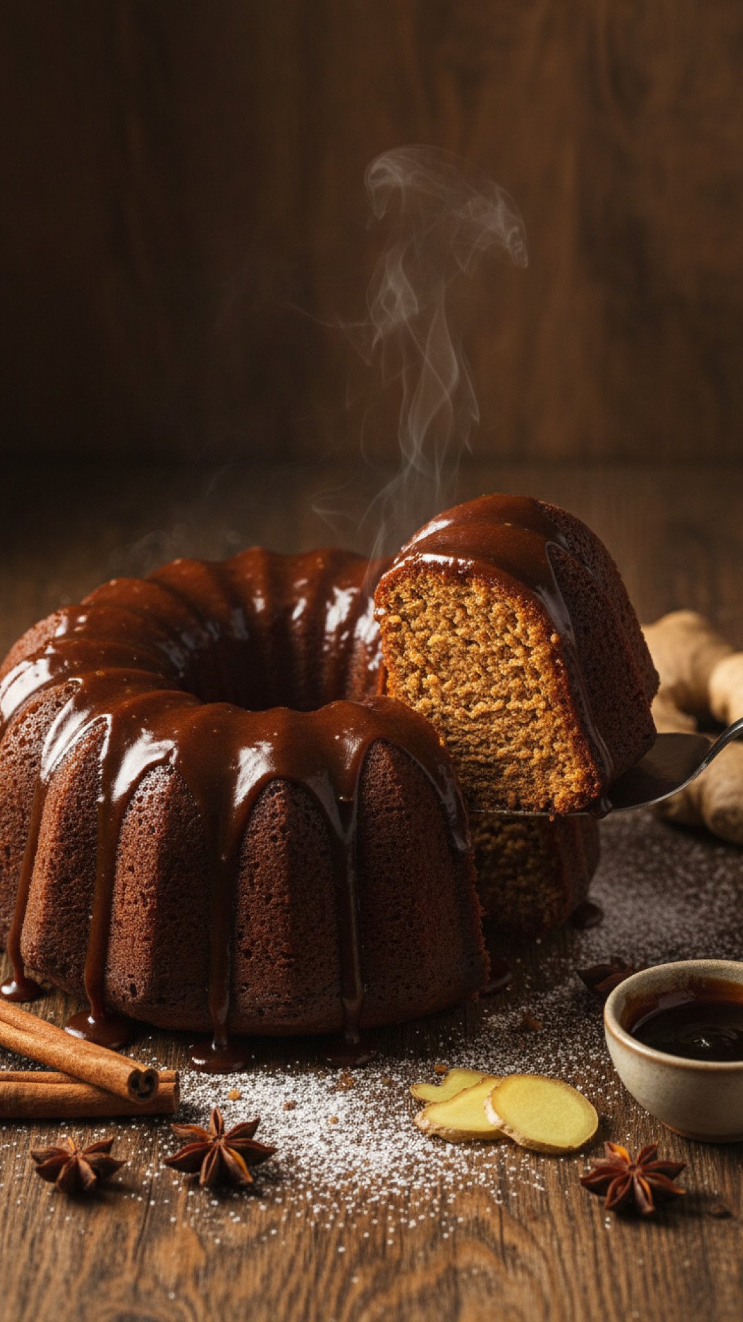 Gingerbread Cake with Molasses Glaze Preparation