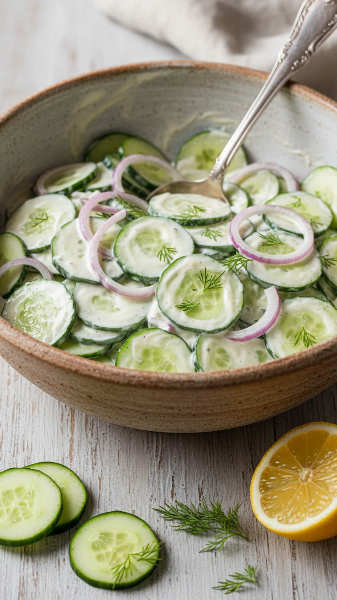 Grandma's Creamy Cucumber Salad Preparation