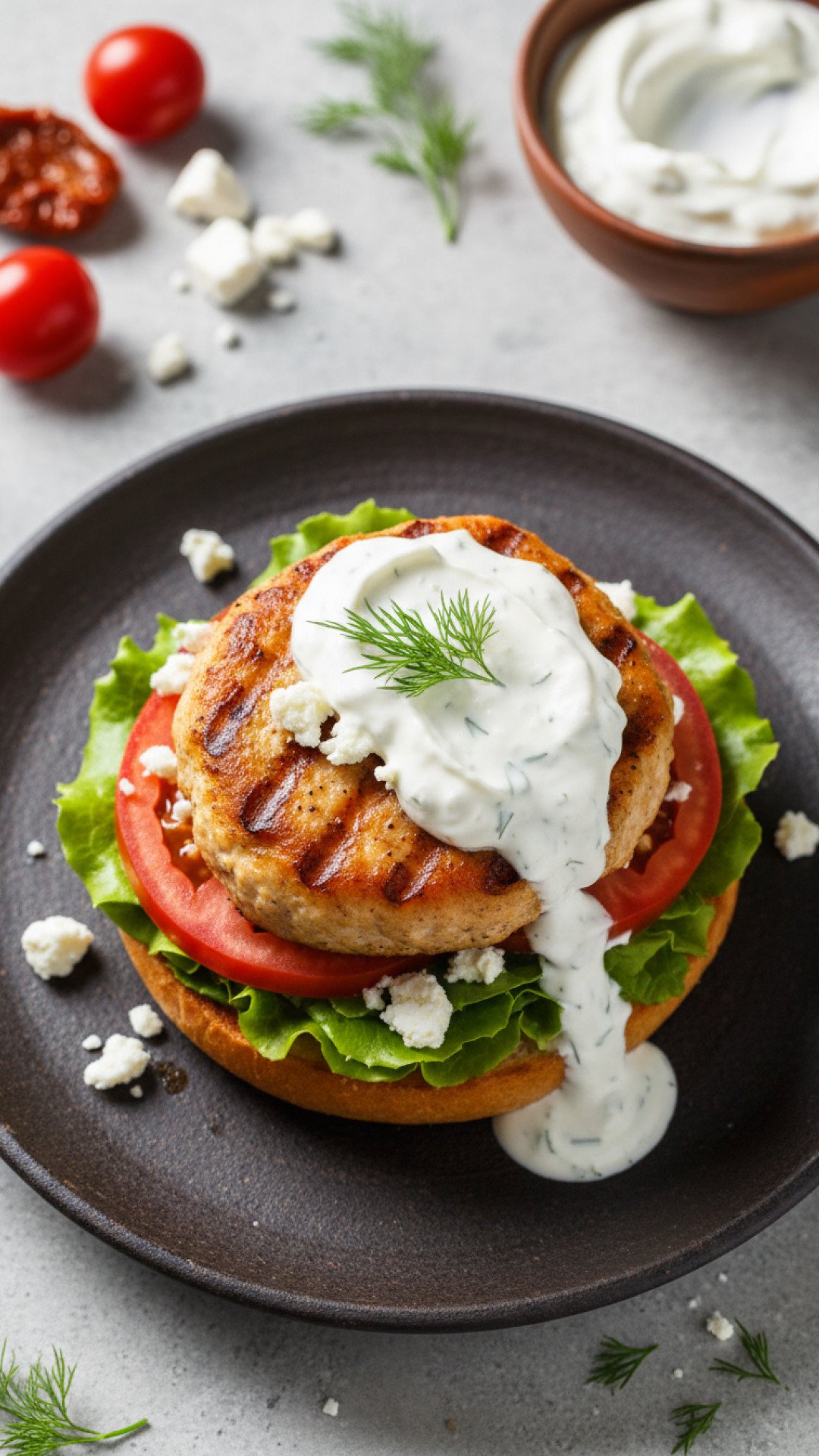 Greek Chicken Burgers with Tzatziki Preparation