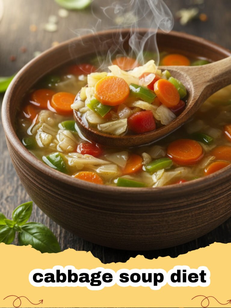 cabbage soup diet - A steaming bowl of flavorful cabbage soup with various vegetables.