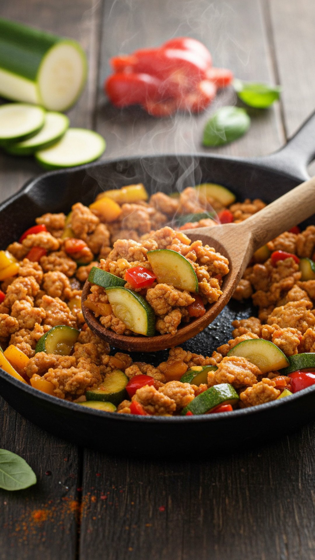 Healthy Ground Turkey and Zucchini Skillet Preparation