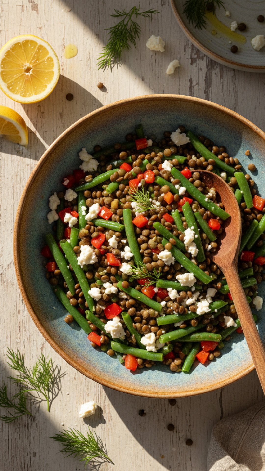 Healthy Mediterranean Lentil Salad Preparation