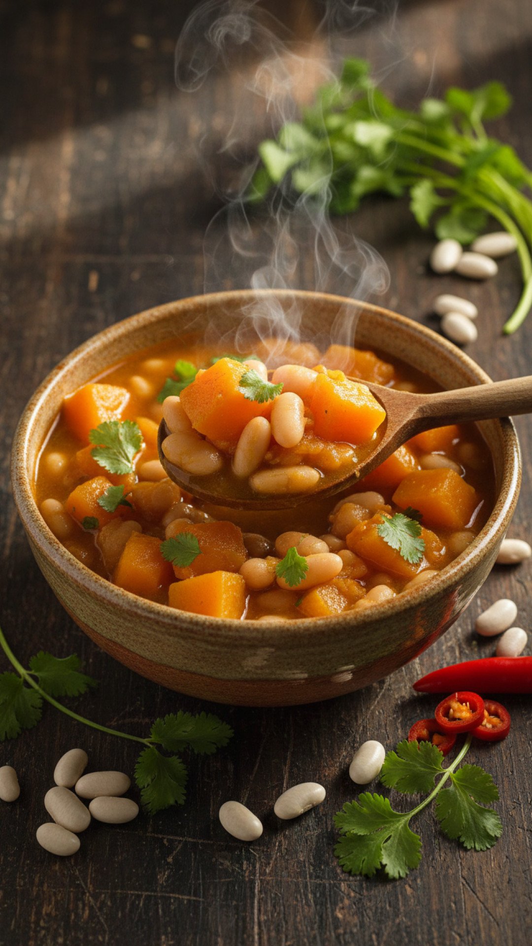 Hearty Pumpkin and White Bean Stew Preparation