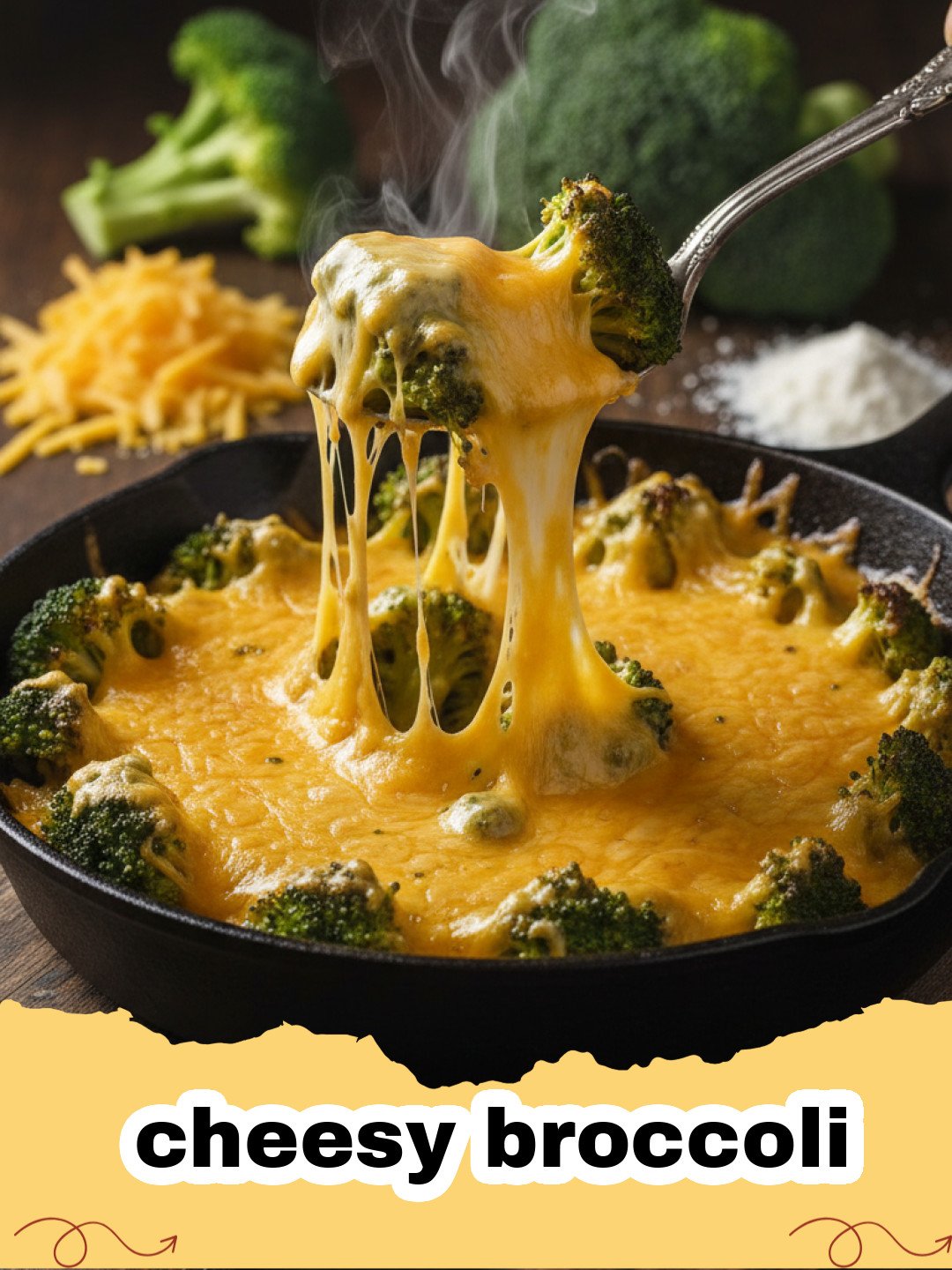 cheesy broccoli - A bowl of vibrant green broccoli florets covered in a thick, golden cheese sauce.