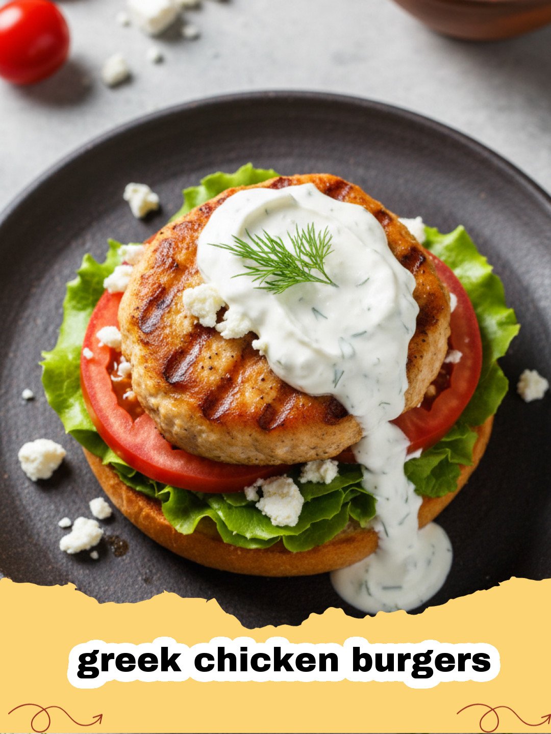 Juicy Greek Chicken Burgers with Homemade Tzatziki