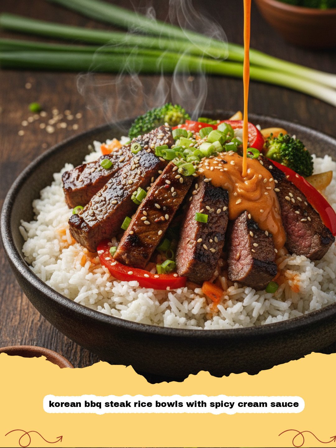 The Ultimate Korean BBQ Steak Rice Bowls with Spicy Cream Sauce Recipe