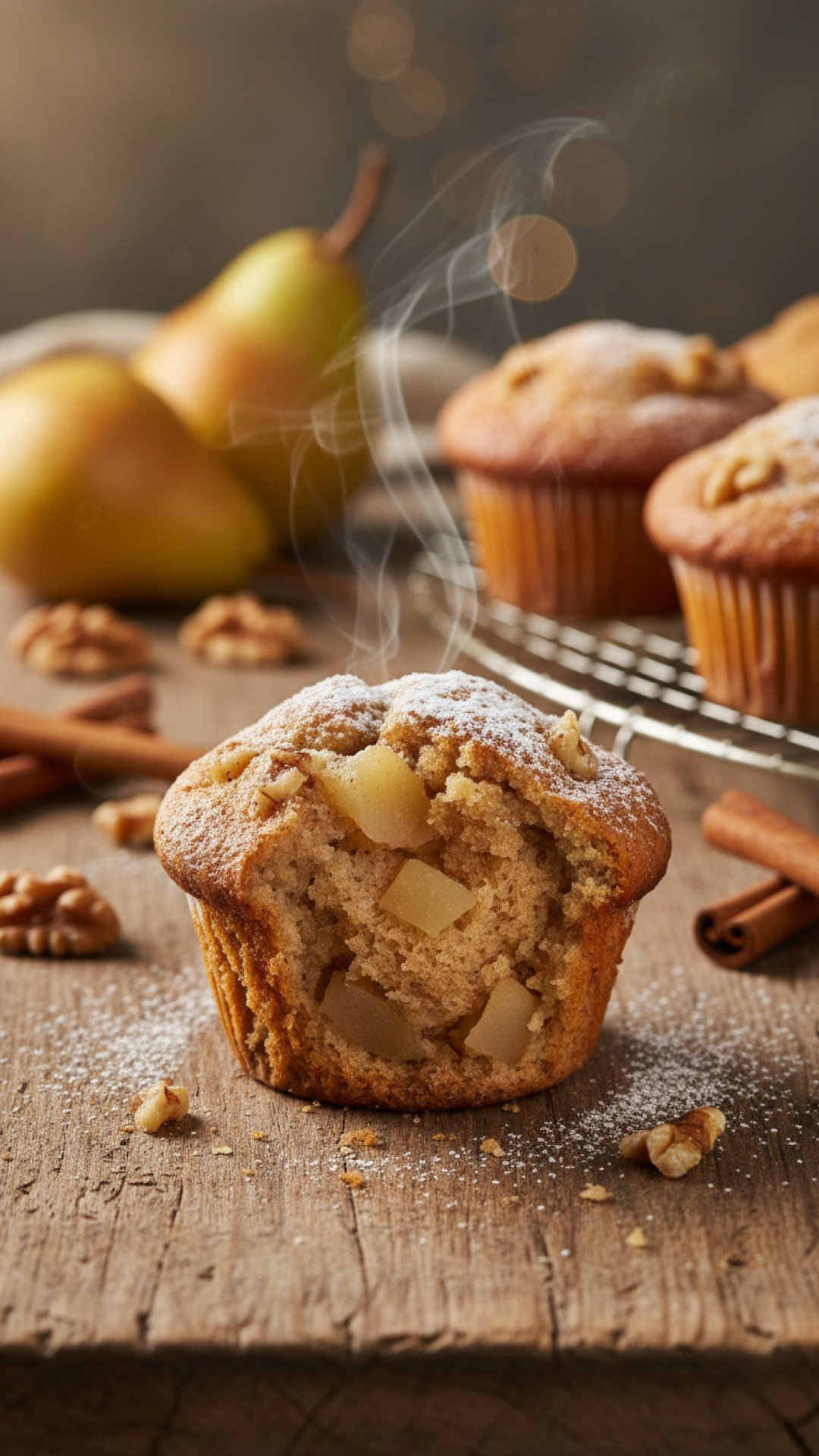 Homemade Pear and Walnut Muffins Preparation