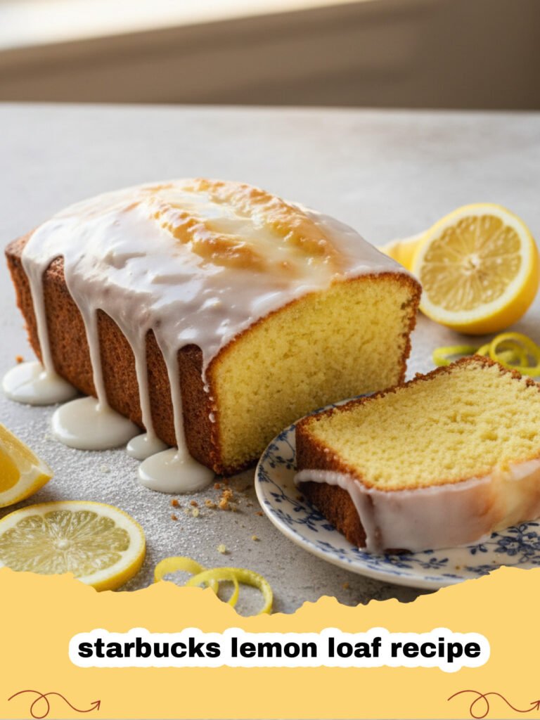 A close up of a sliced starbucks lemon loaf recipe with white glaze