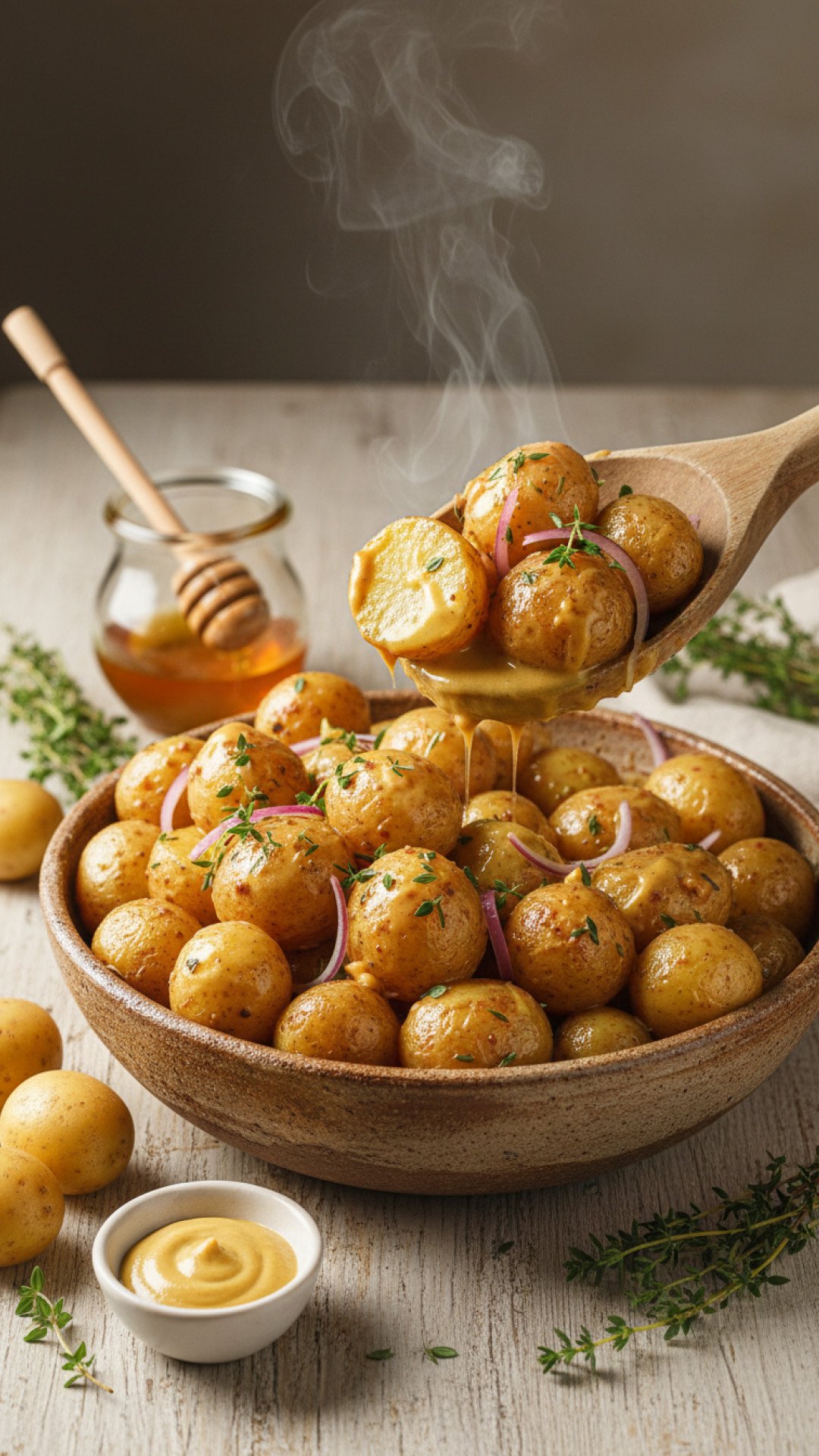 Honey Mustard Warm Potato Salad Preparation