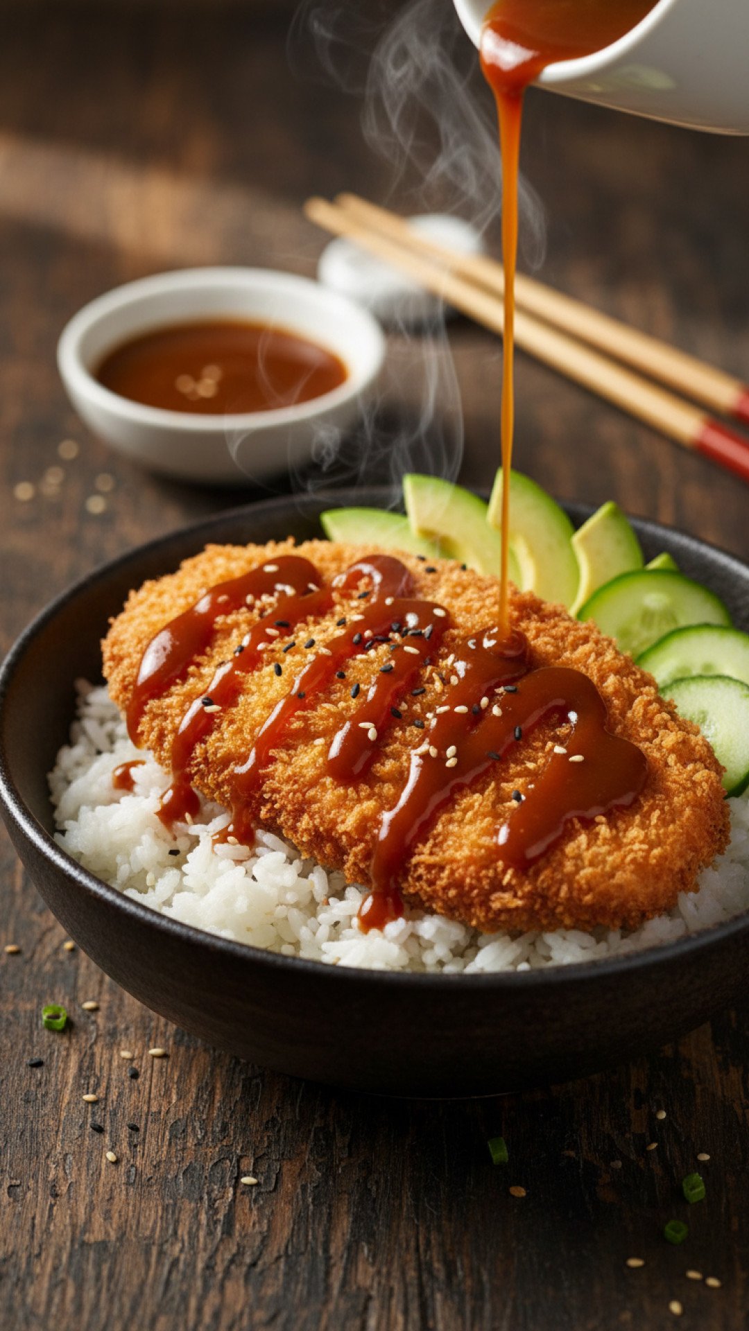 Japanese Katsu Bowls with Tonkatsu Sauce Preparation