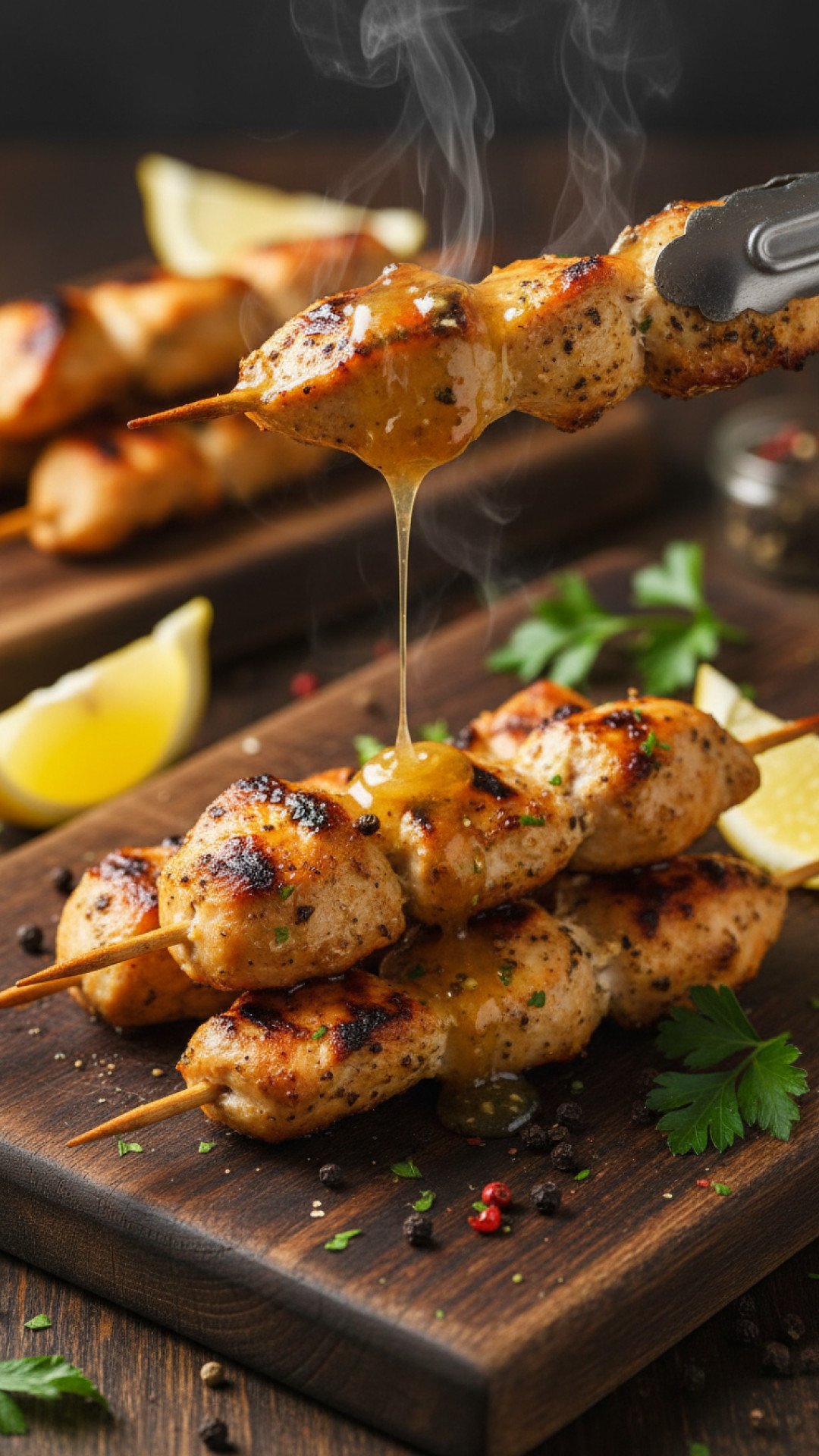Lemon Pepper Chicken Skewers in Air Fryer Preparation