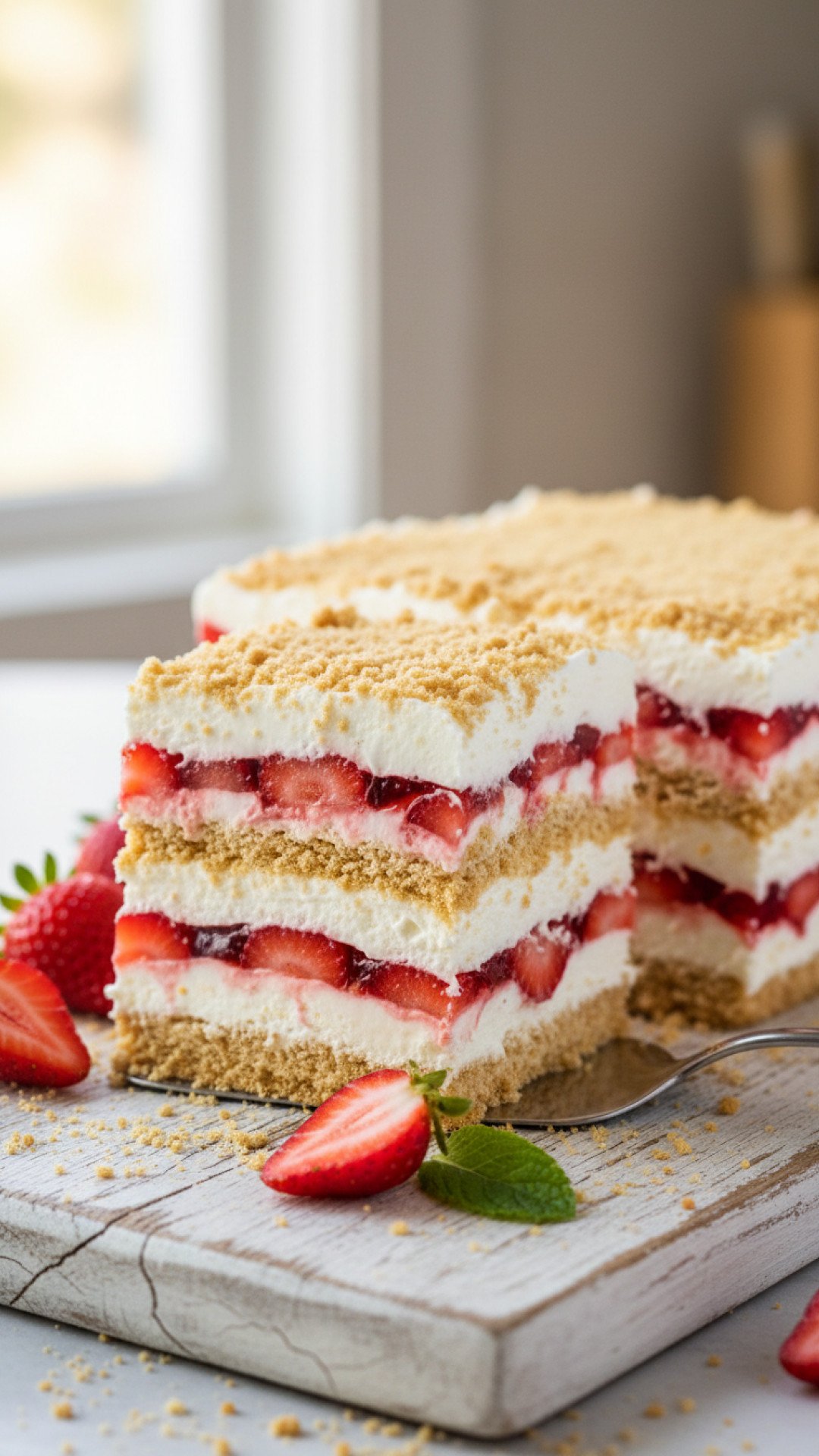 No Bake Strawberry Lasagna Preparation