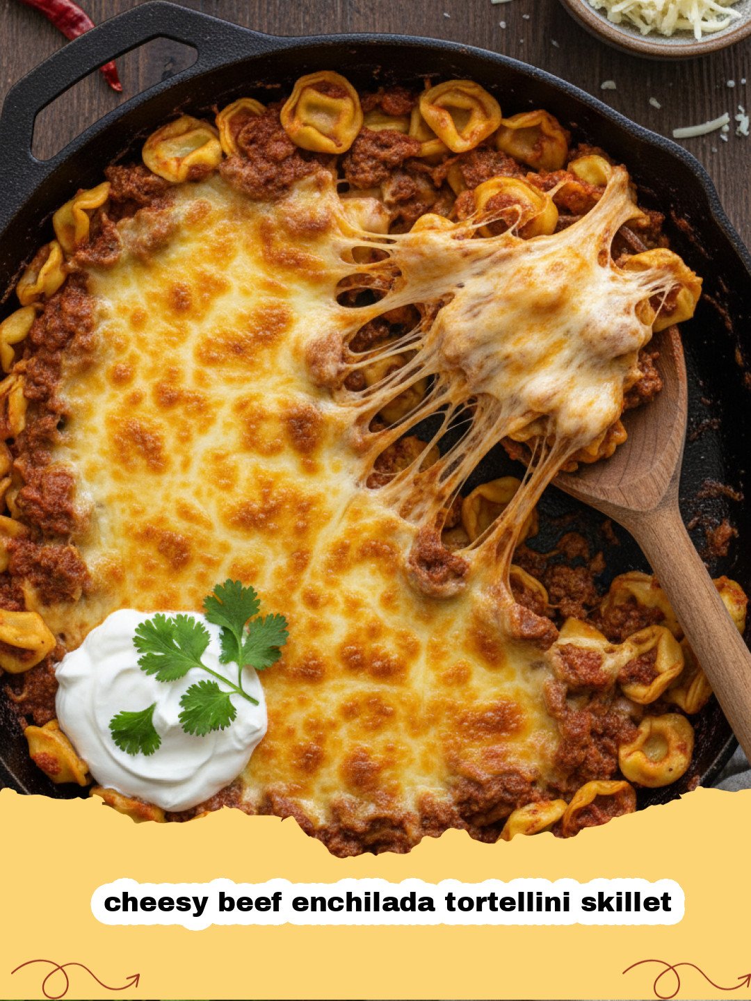 Cheesy Beef Enchilada Tortellini Skillet