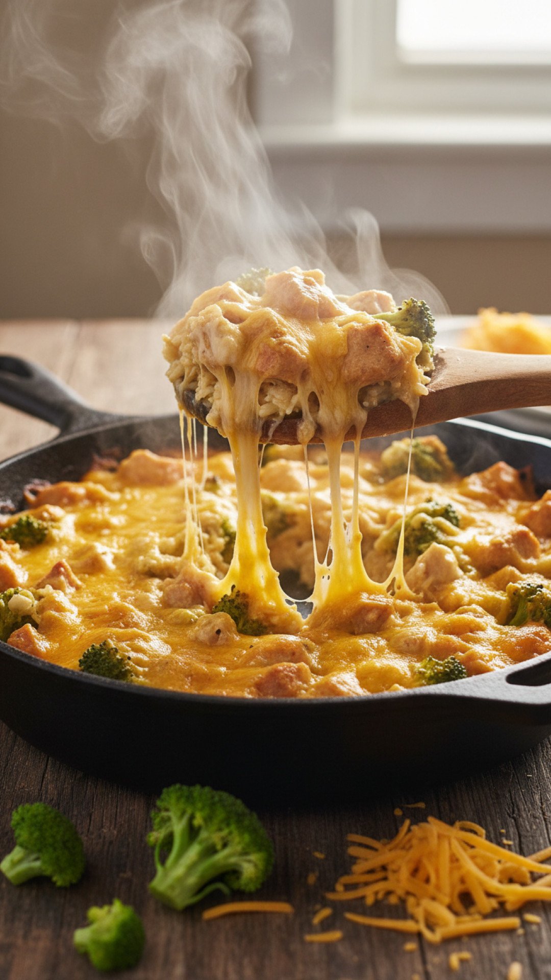 One Pan Cheesy Chicken Broccoli and Rice Preparation