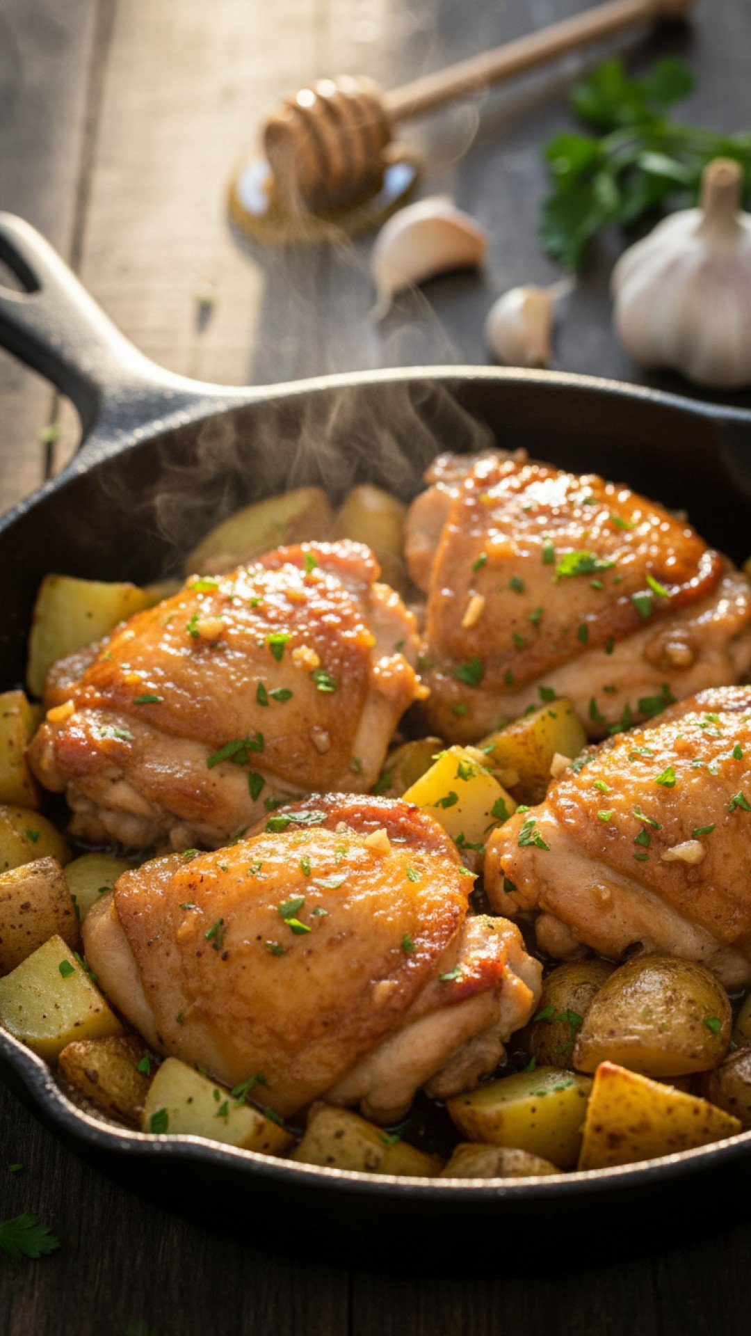 One Pan Honey Garlic Chicken and Potatoes Preparation