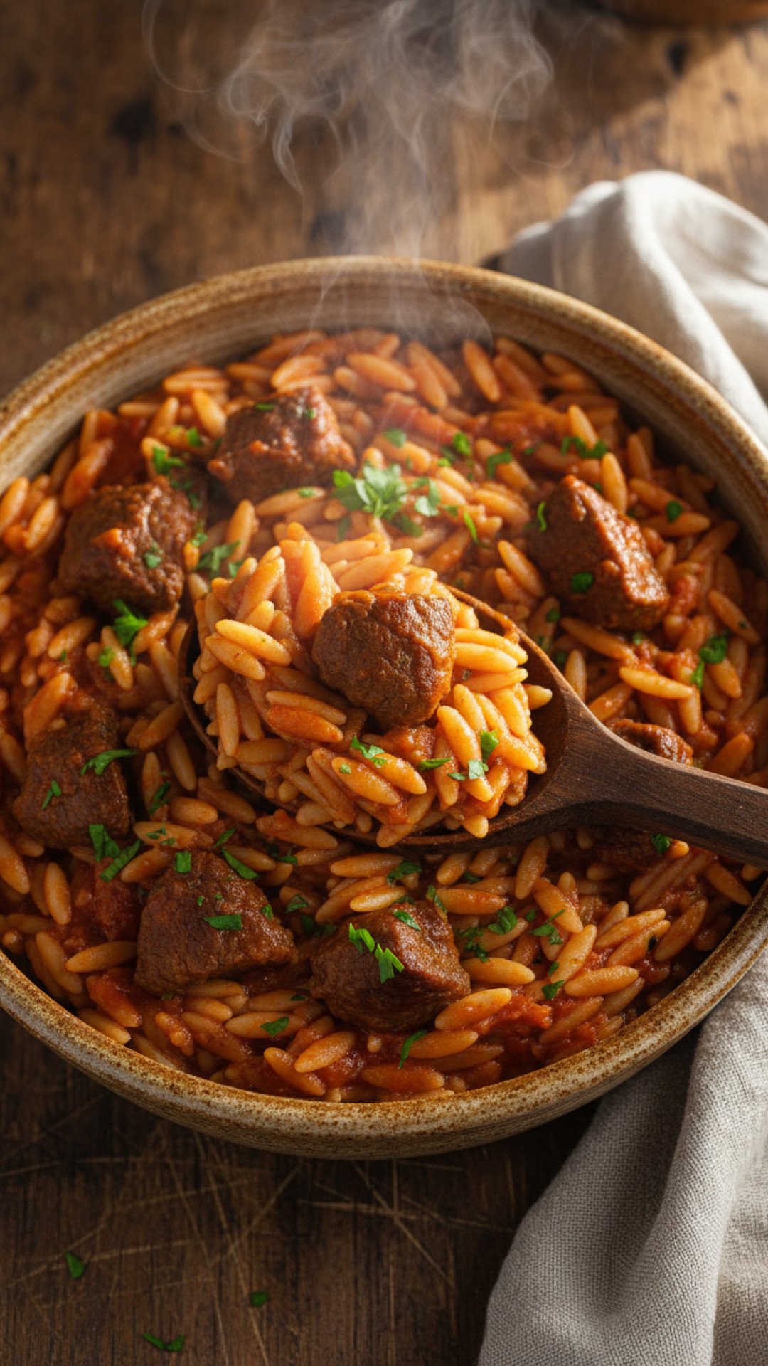 One-Pot Greek Beef Orzo Pasta (Giouvetsi) Preparation