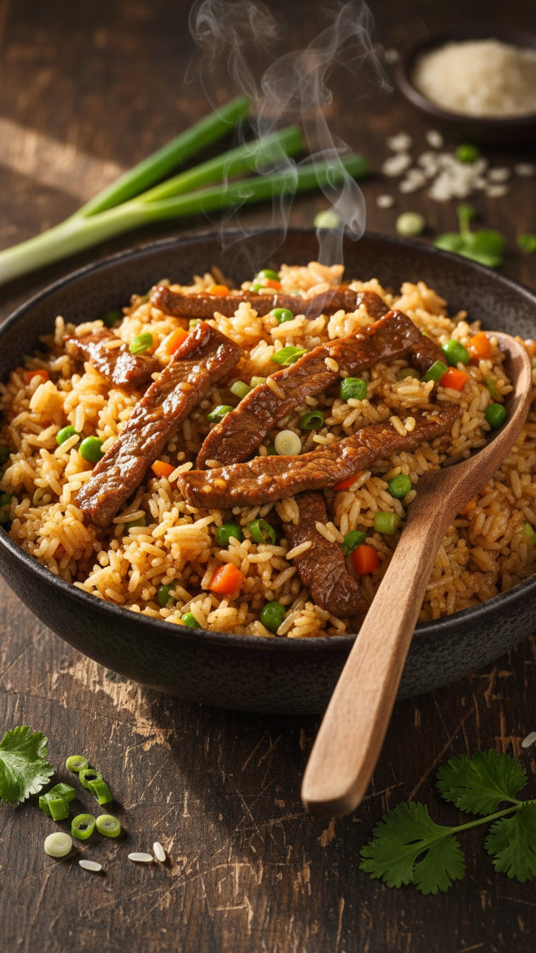 Onion Beef Fried Rice Preparation